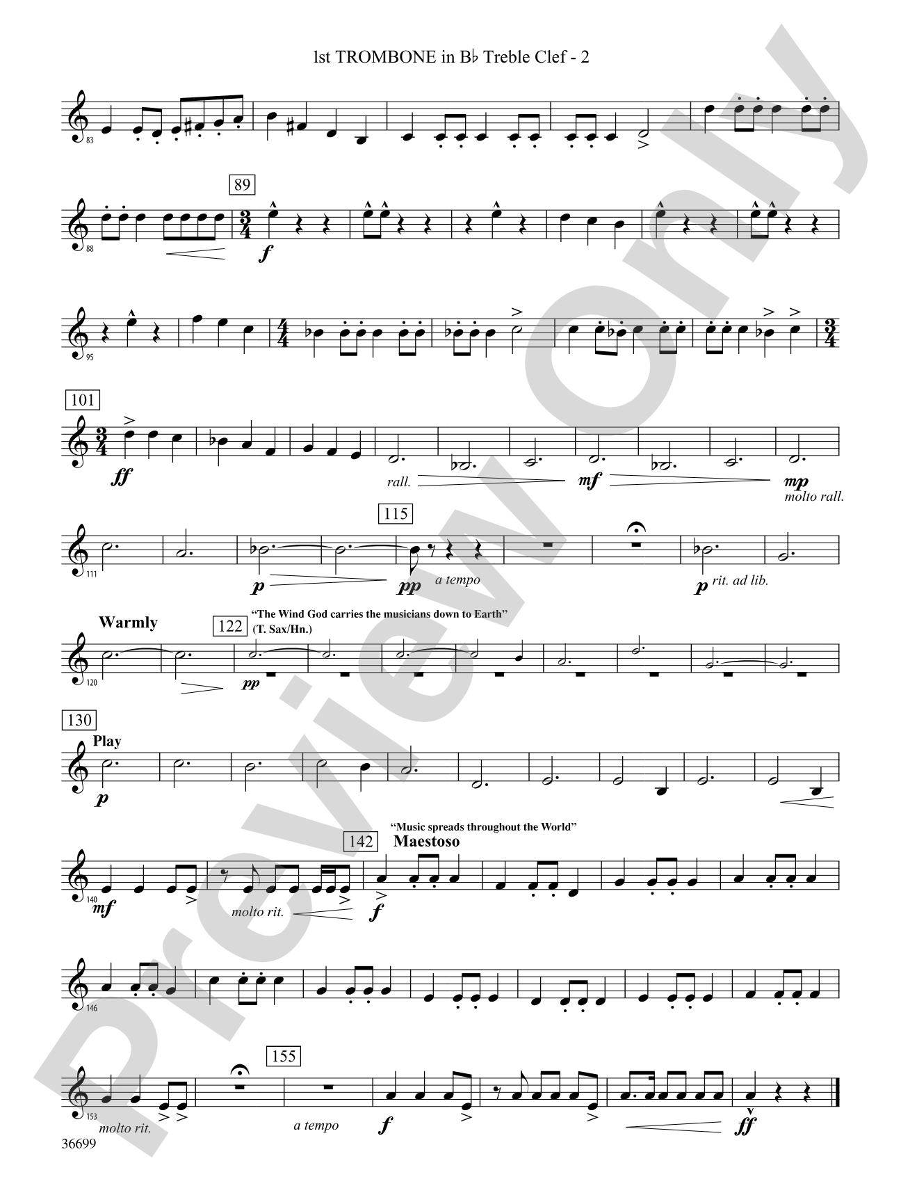 Song of the Wind: (wp) 1st B-flat Trombone T.C.