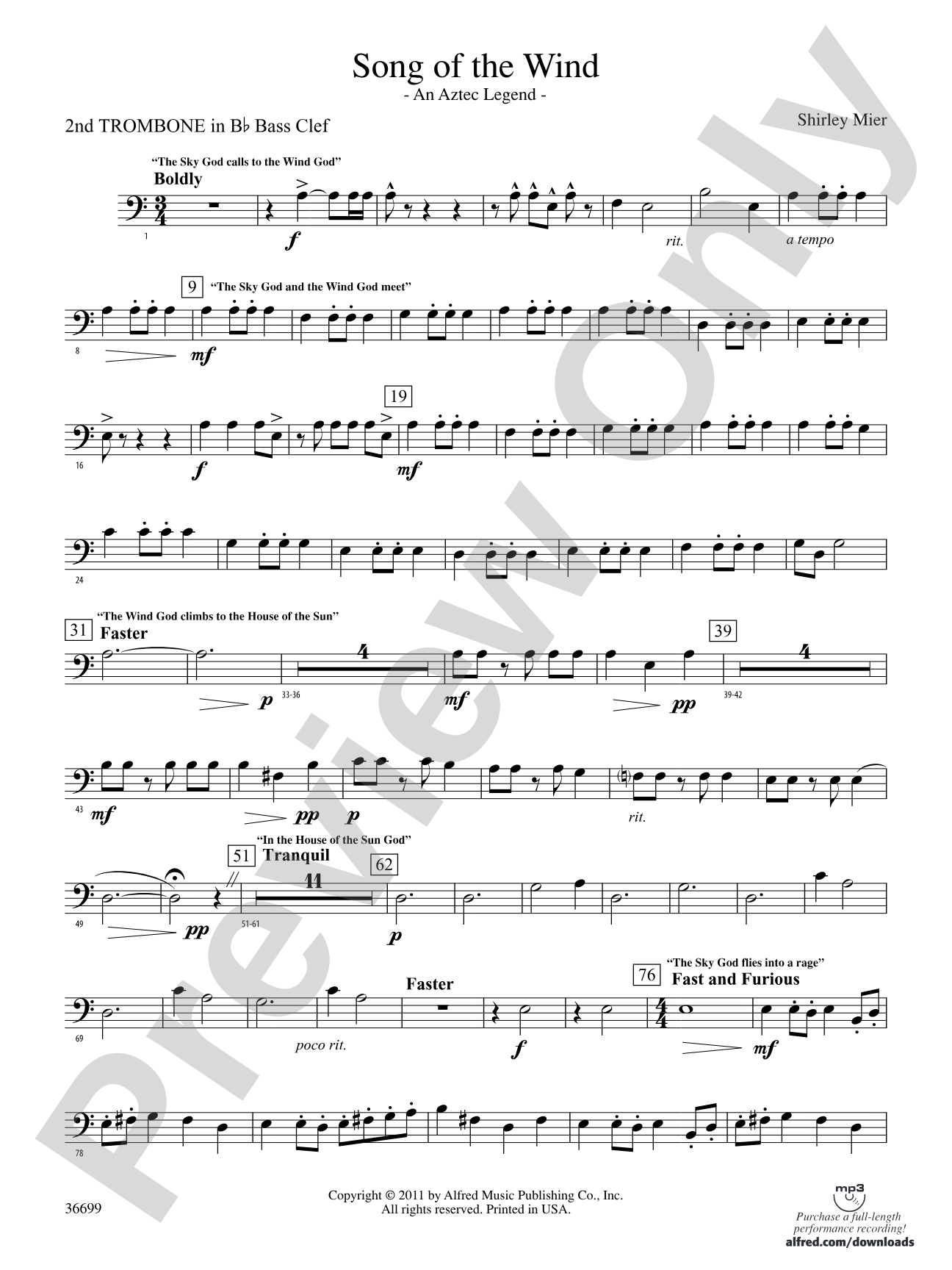 Song of the Wind: (wp) 2nd B-flat Trombone B.C.