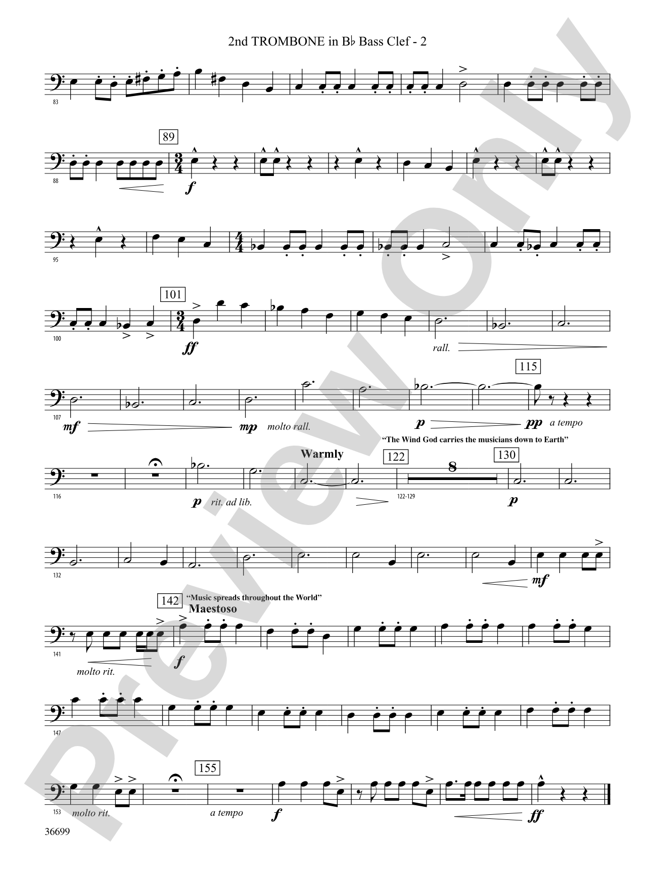 Song of the Wind: (wp) 2nd B-flat Trombone B.C.
