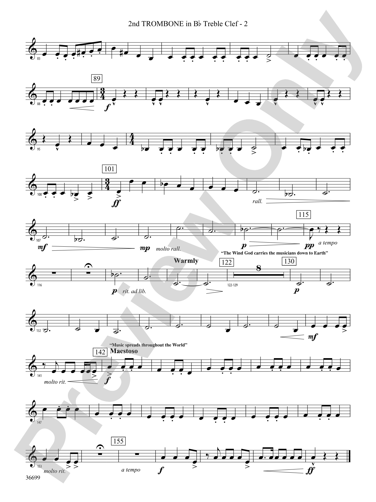 Song of the Wind: (wp) 2nd B-flat Trombone T.C.