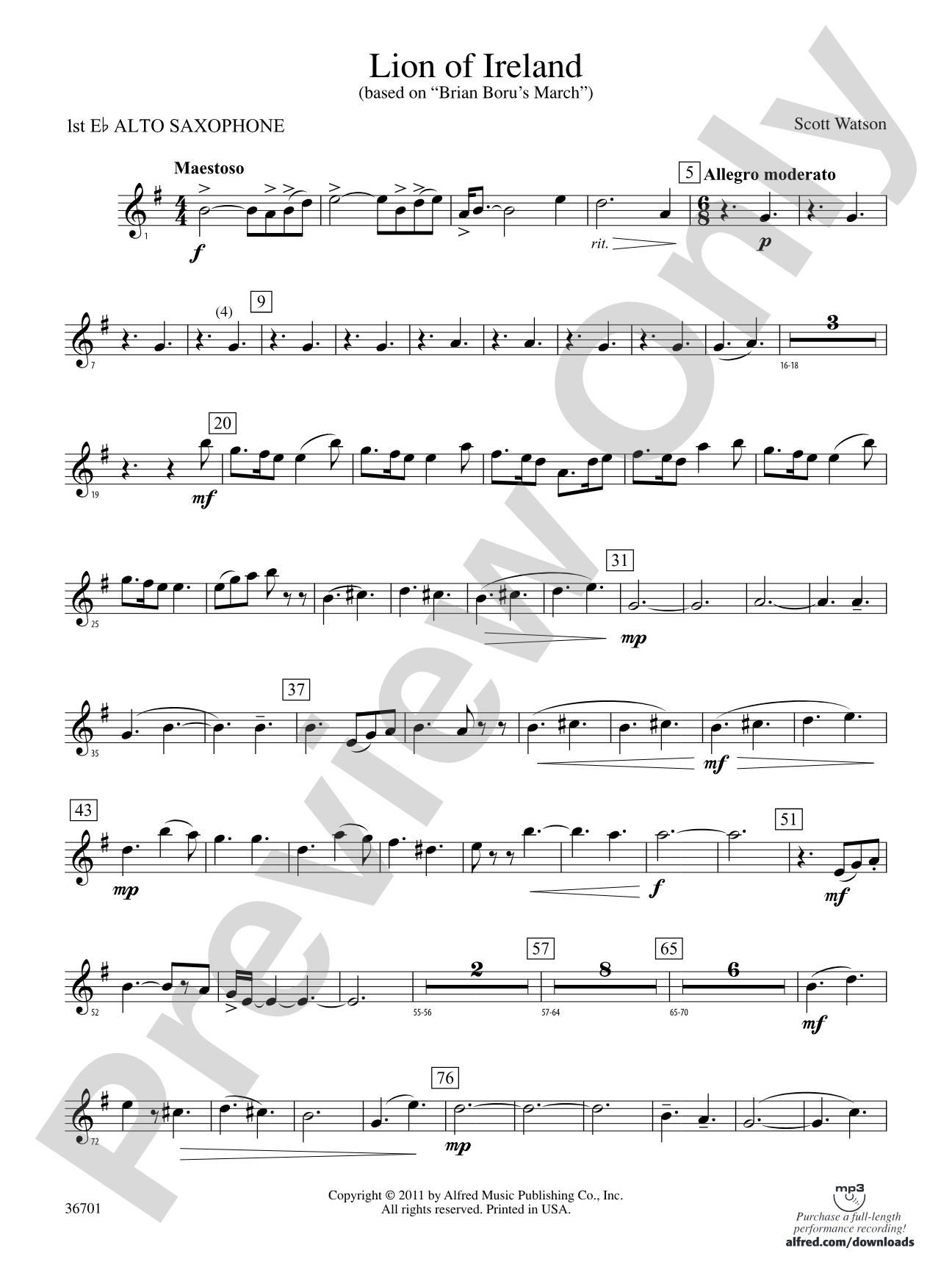 Lion of Ireland: E-flat Alto Saxophone