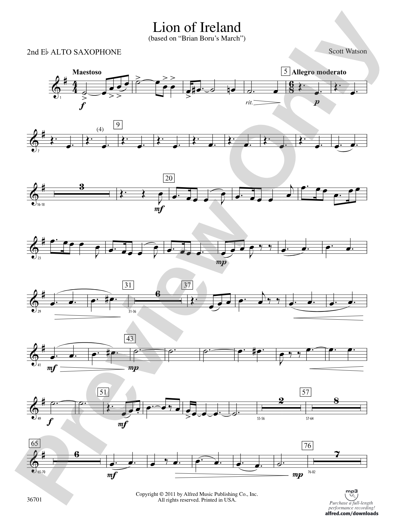 Lion of Ireland: 2nd E-flat Alto Saxophone