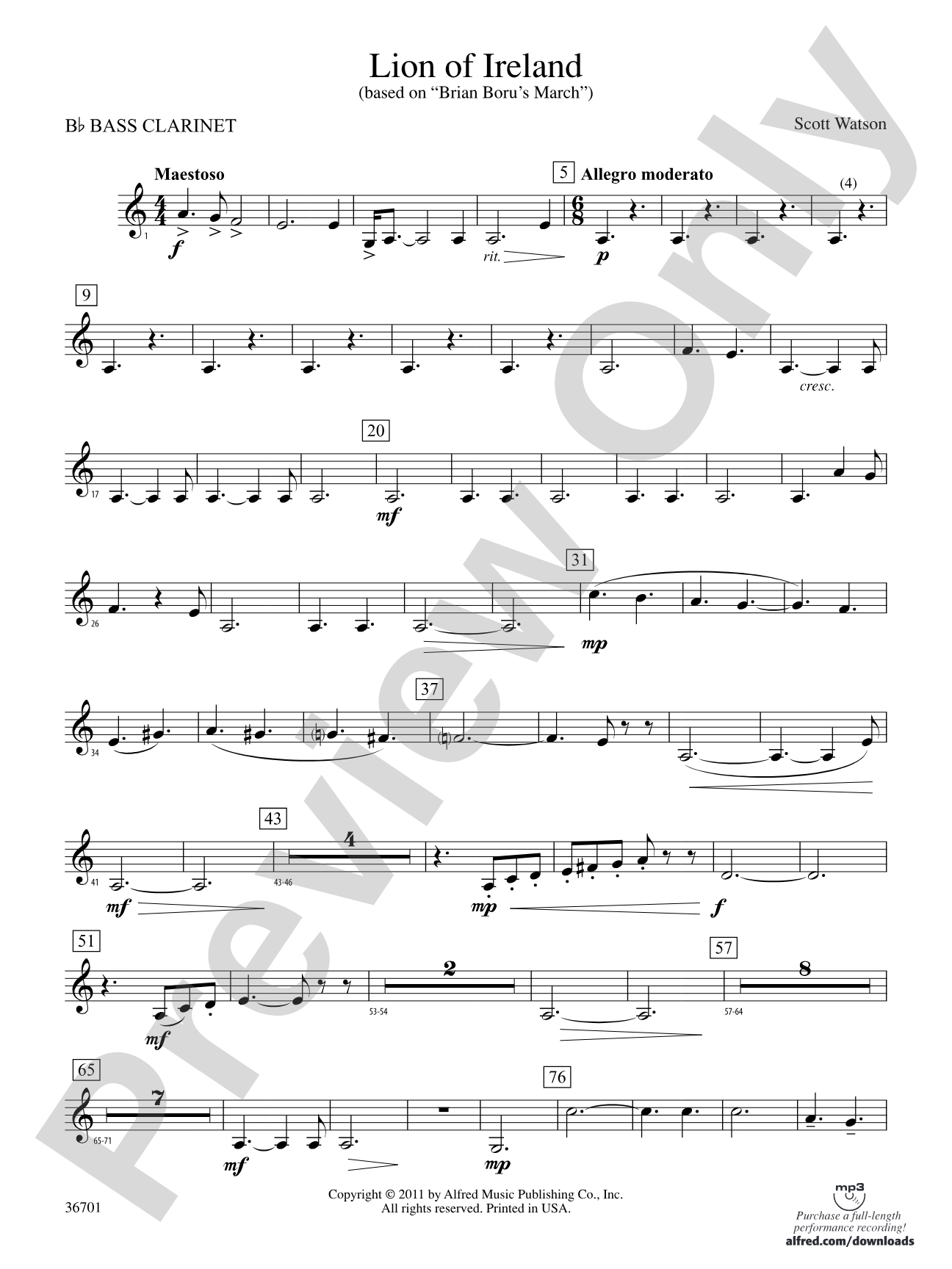 Lion of Ireland: B-flat Bass Clarinet