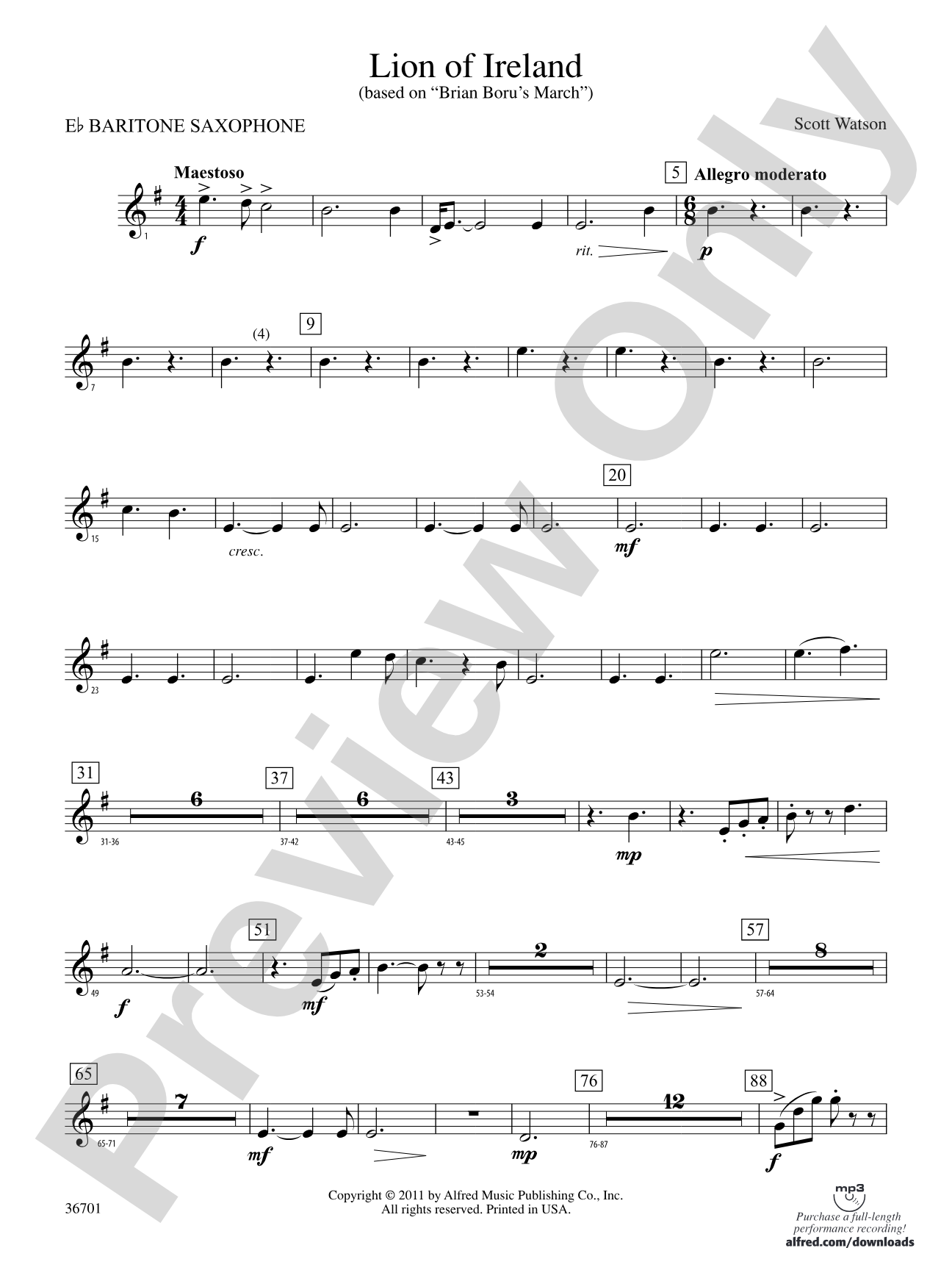 Lion of Ireland: E-flat Baritone Saxophone