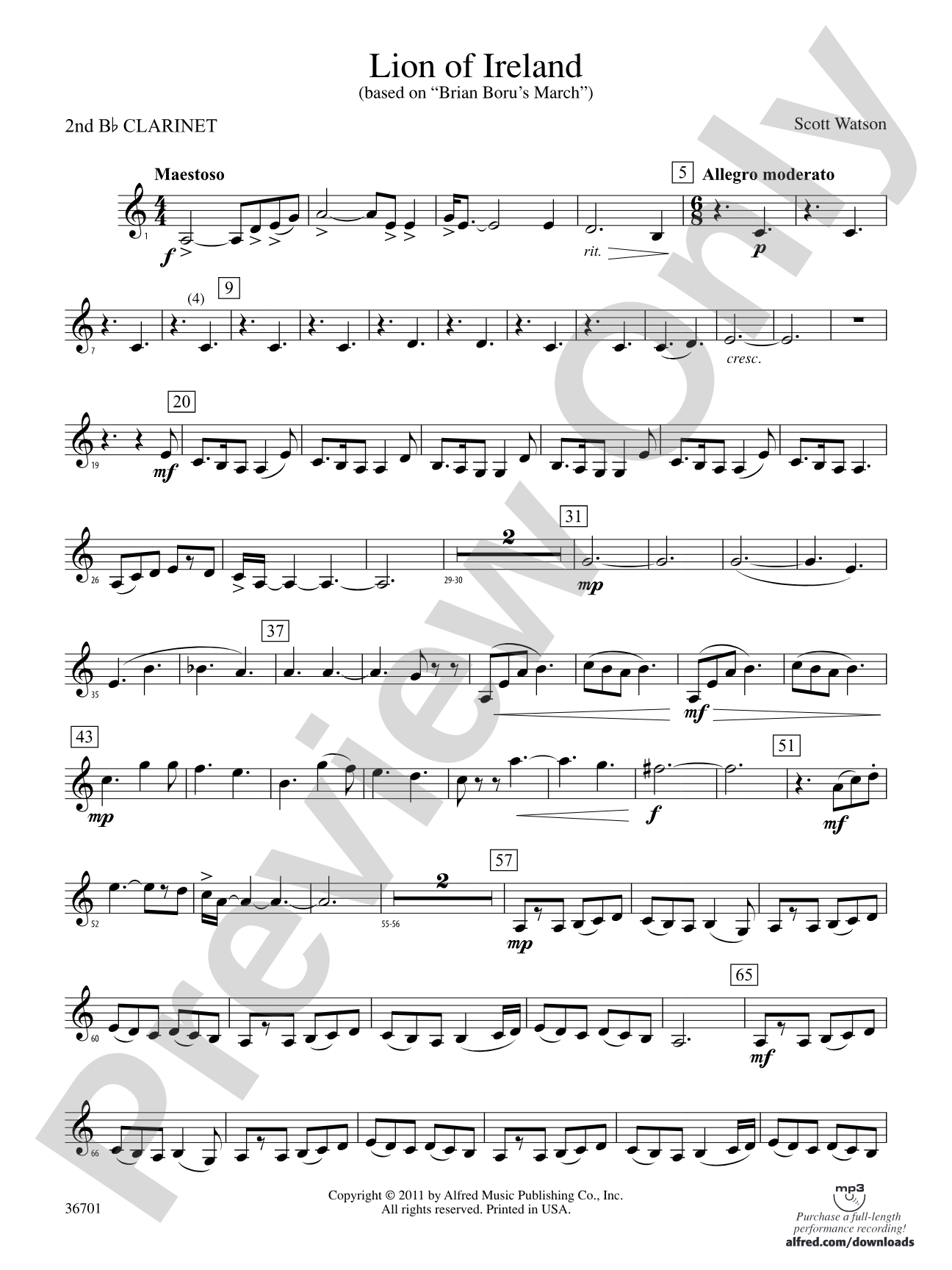 Lion of Ireland: 2nd B-flat Clarinet