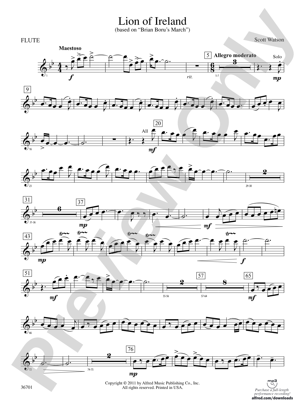 Lion of Ireland: Flute