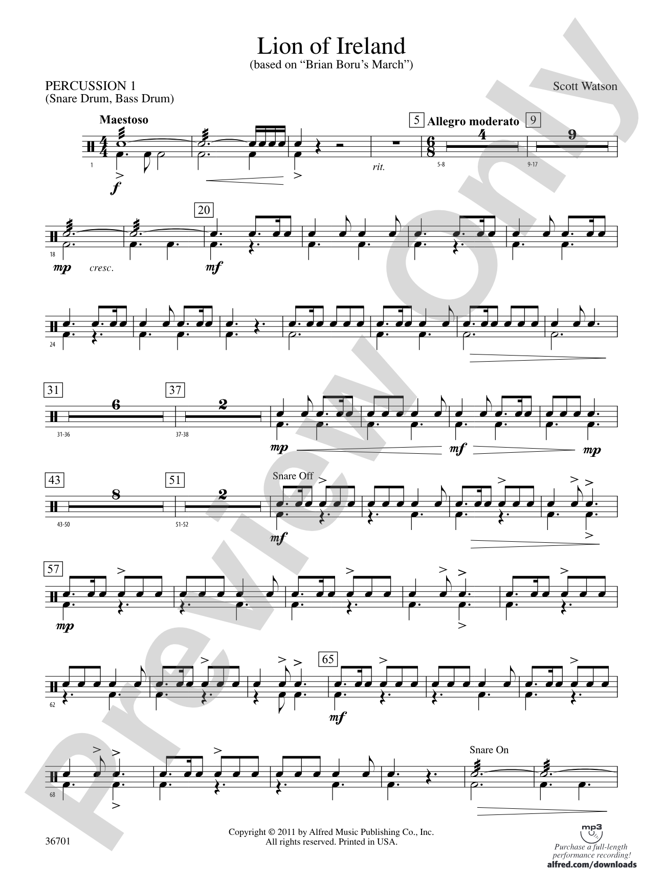 Lion of Ireland: 1st Percussion