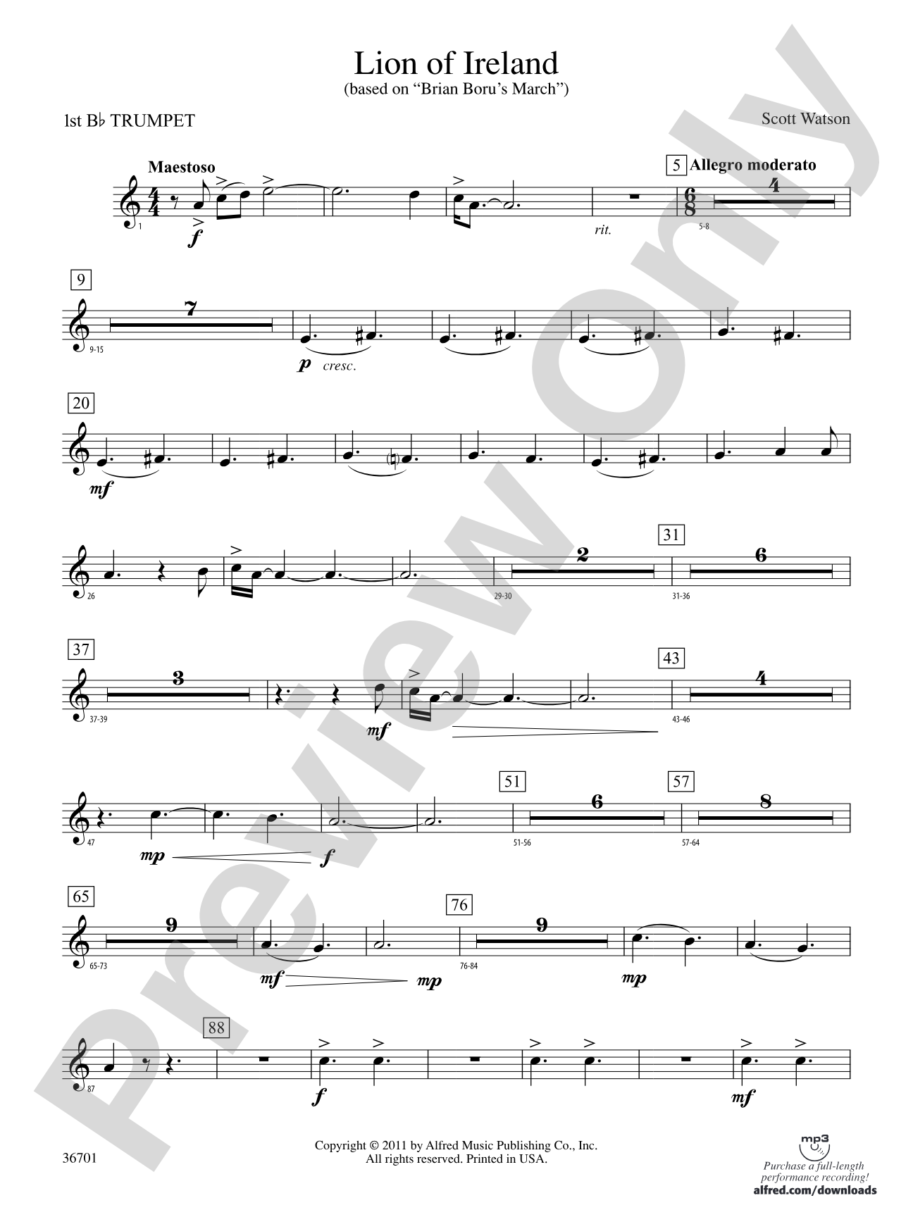 Lion of Ireland: 1st B-flat Trumpet
