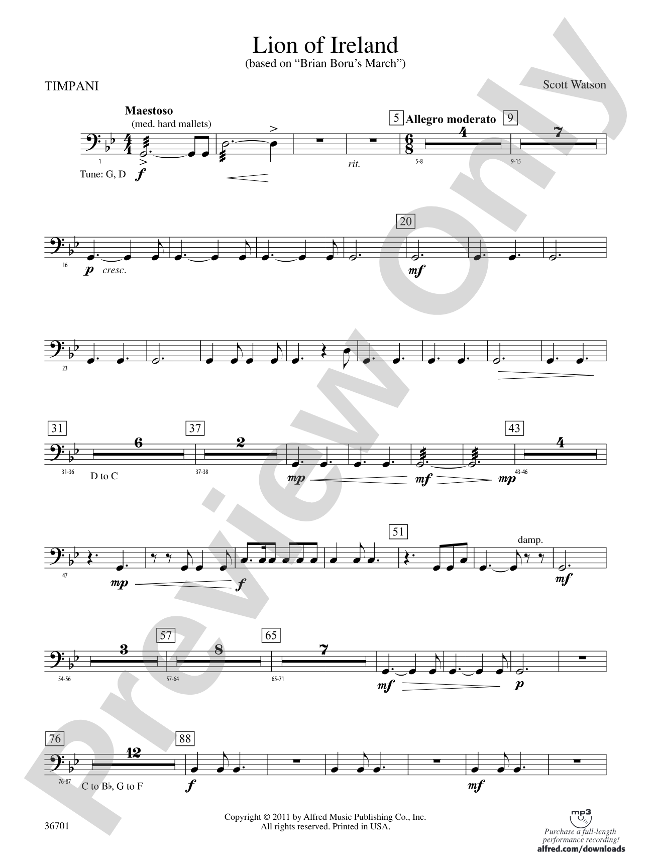 Lion of Ireland: Timpani