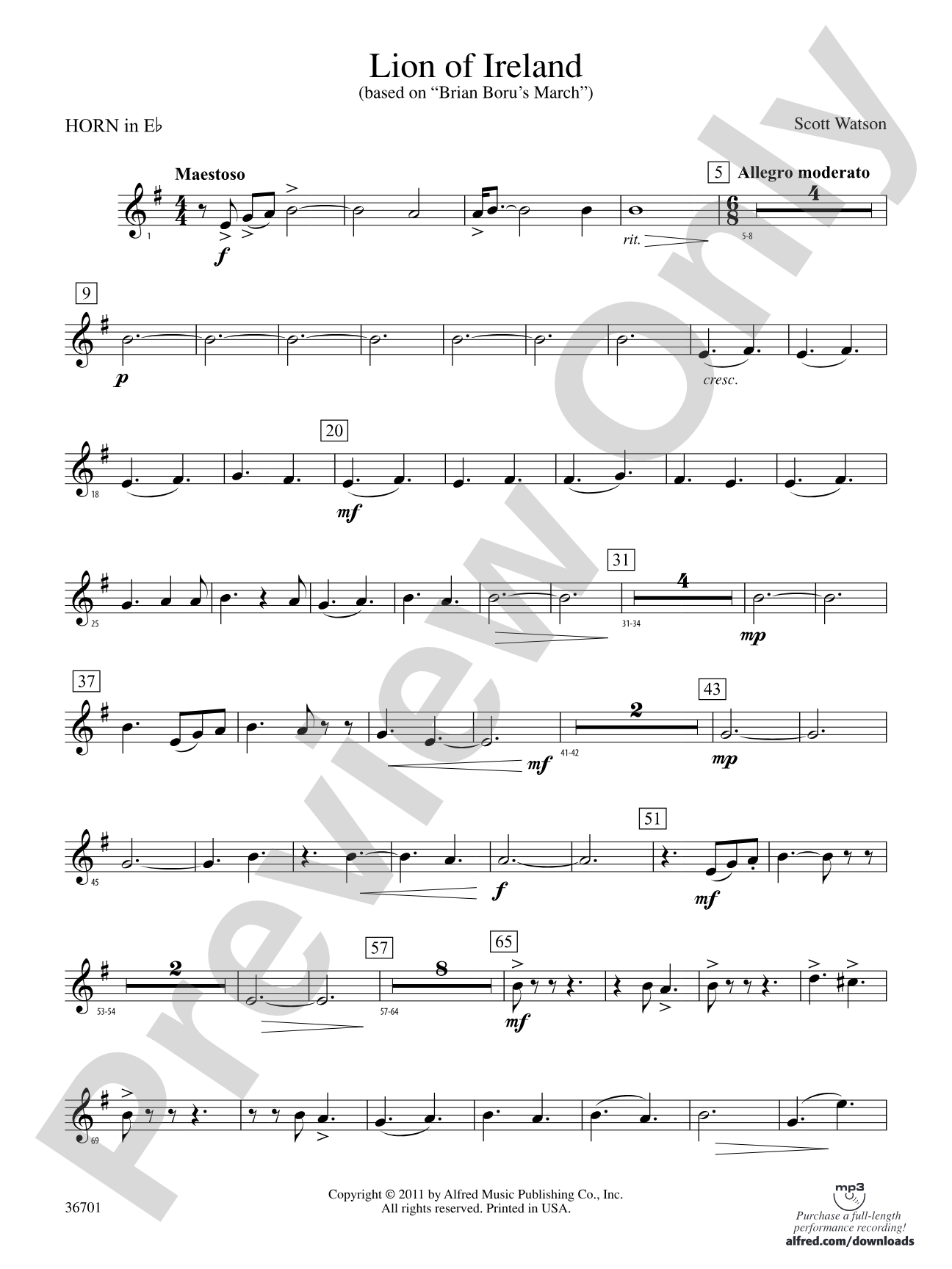 Lion of Ireland: (wp) 1st Horn in E-flat