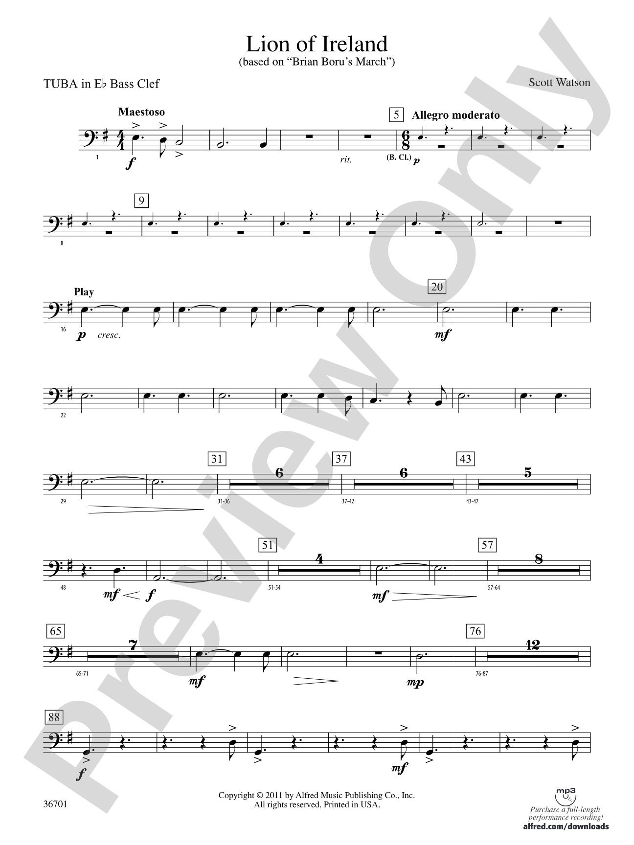 Lion of Ireland: (wp) E-flat Tuba B.C.