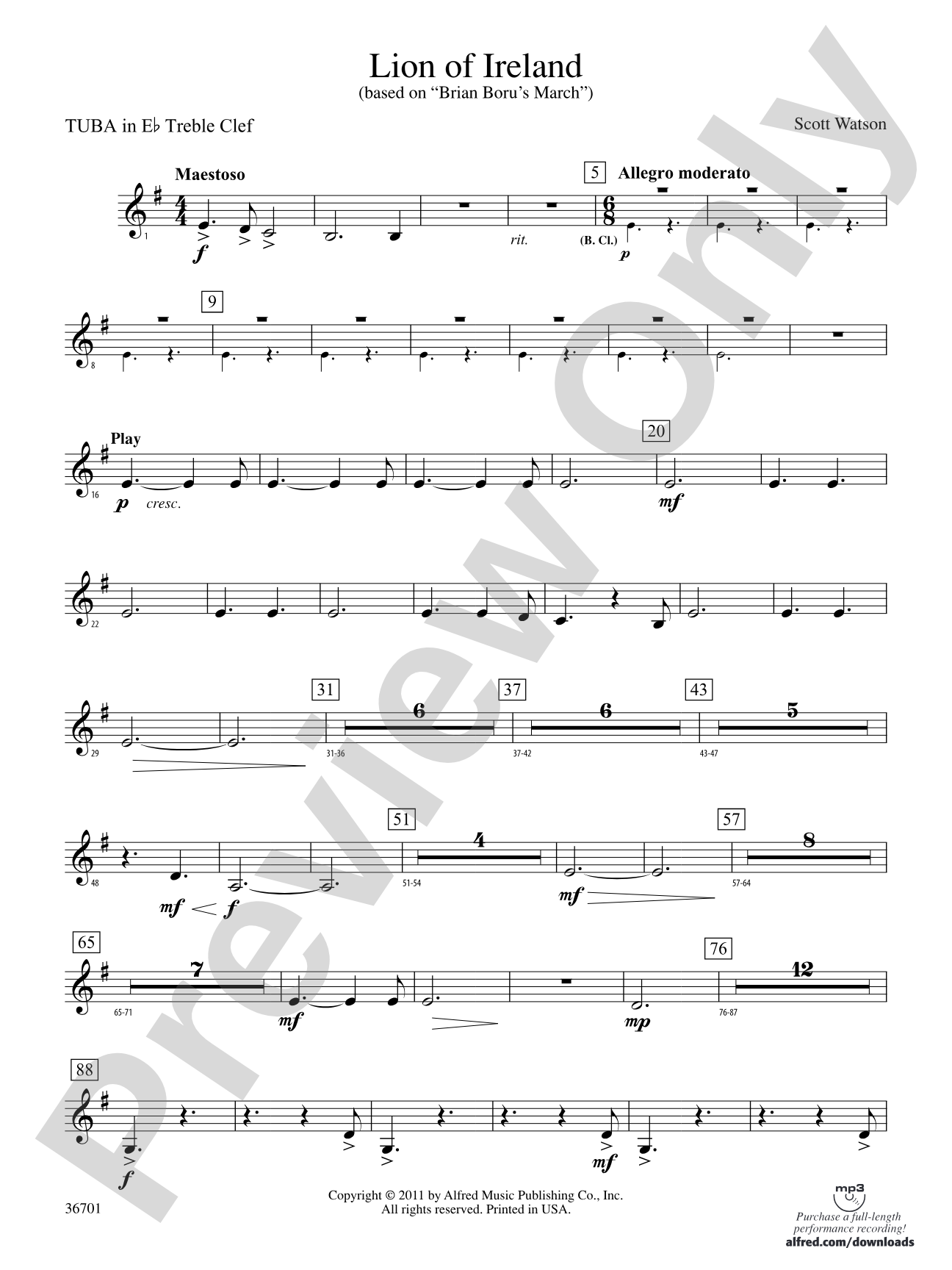 Lion of Ireland: (wp) E-flat Tuba T.C.