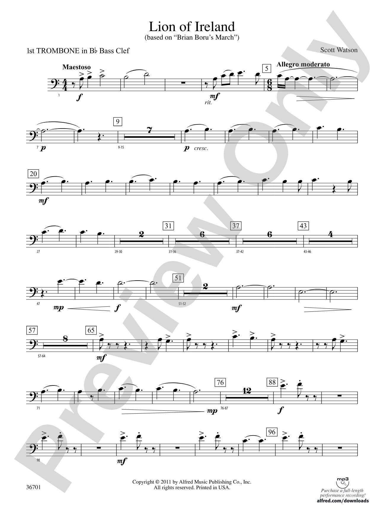 Lion of Ireland: (wp) 1st B-flat Trombone B.C.