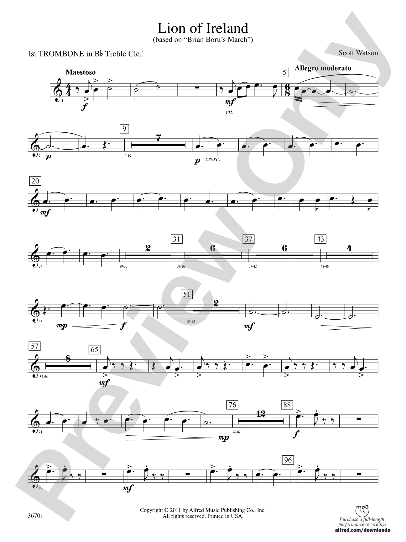 Lion of Ireland: (wp) 1st B-flat Trombone T.C.
