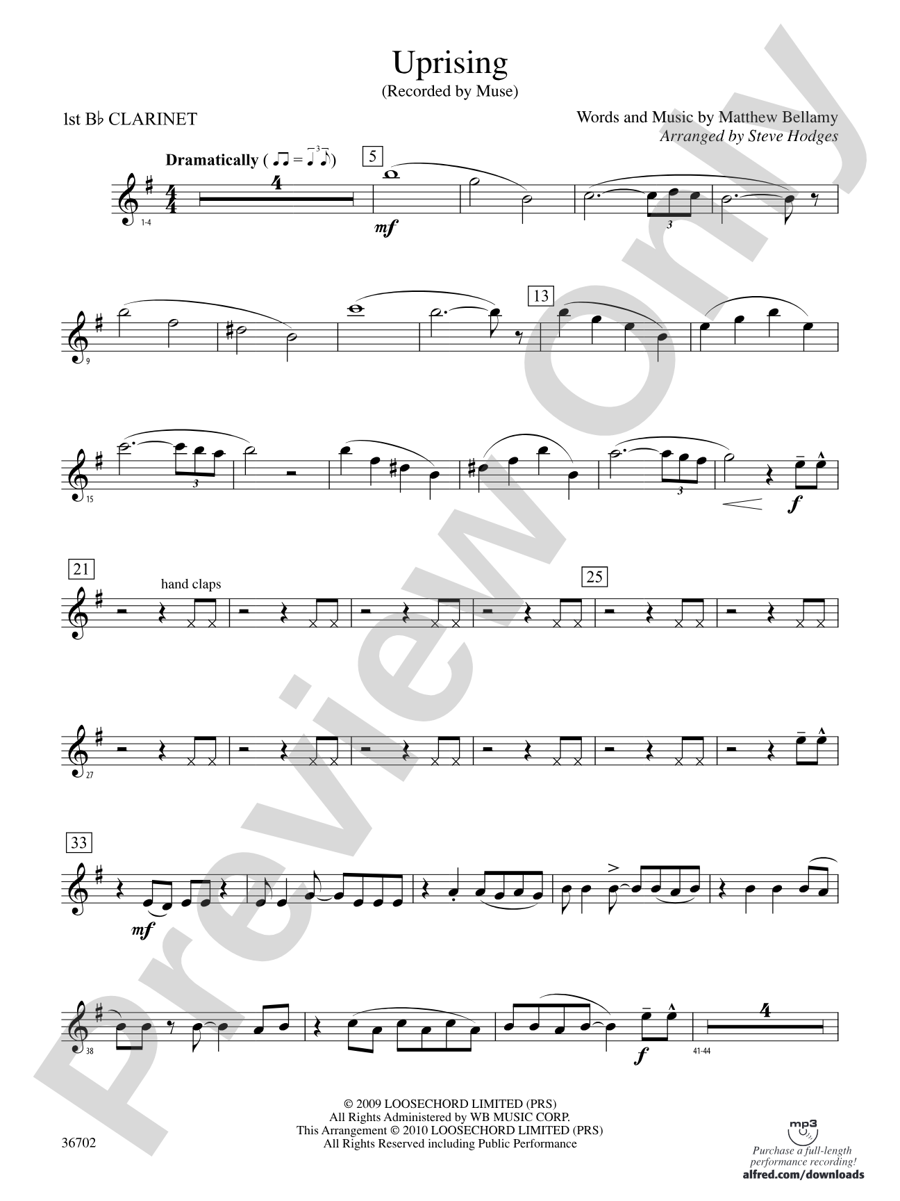 Uprising: 1st B-flat Clarinet