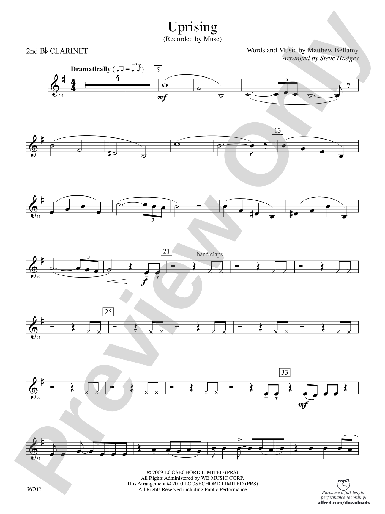 Uprising: 2nd B-flat Clarinet