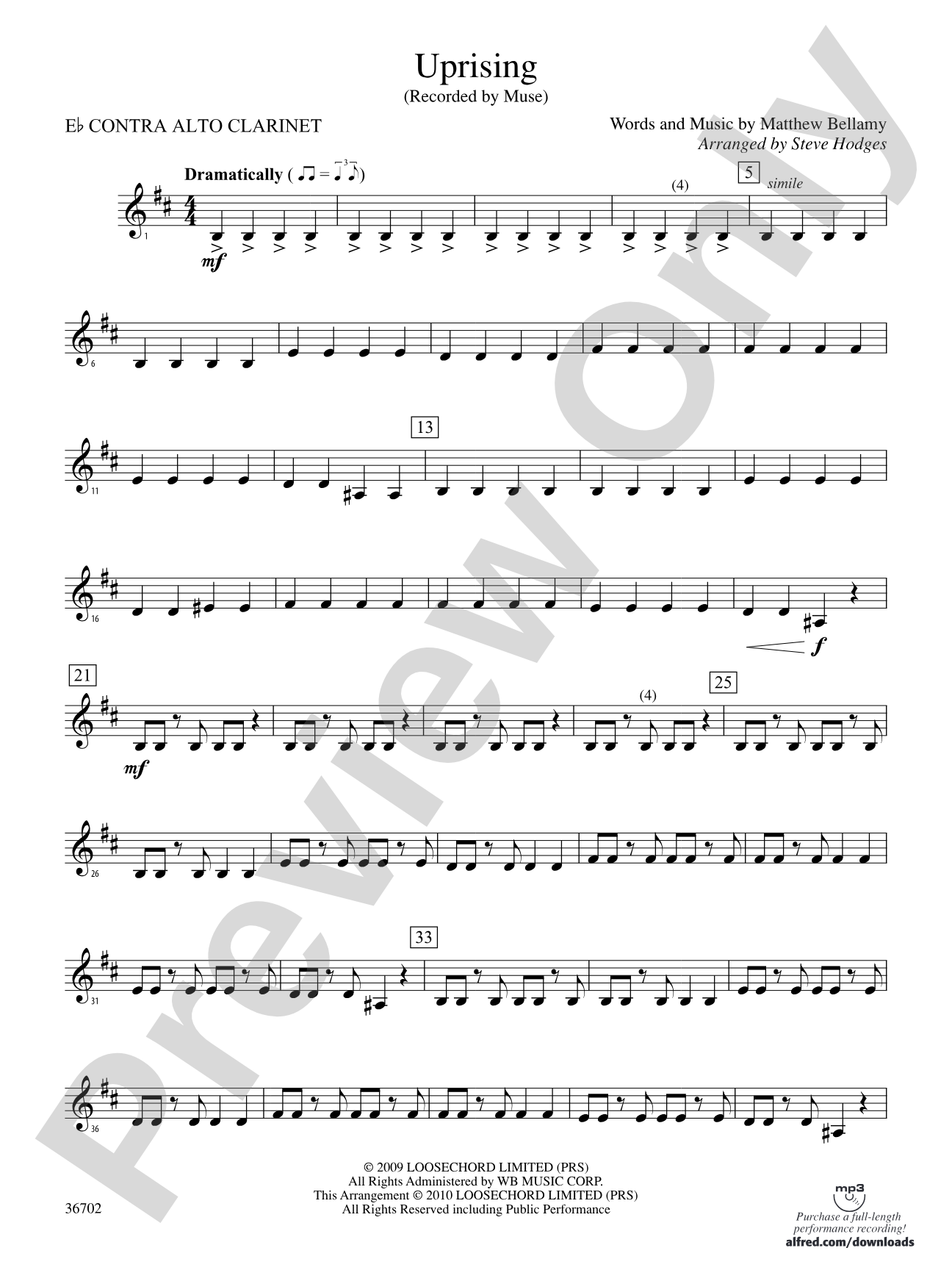 Uprising: (wp) E-flat Contrabass Clarinet