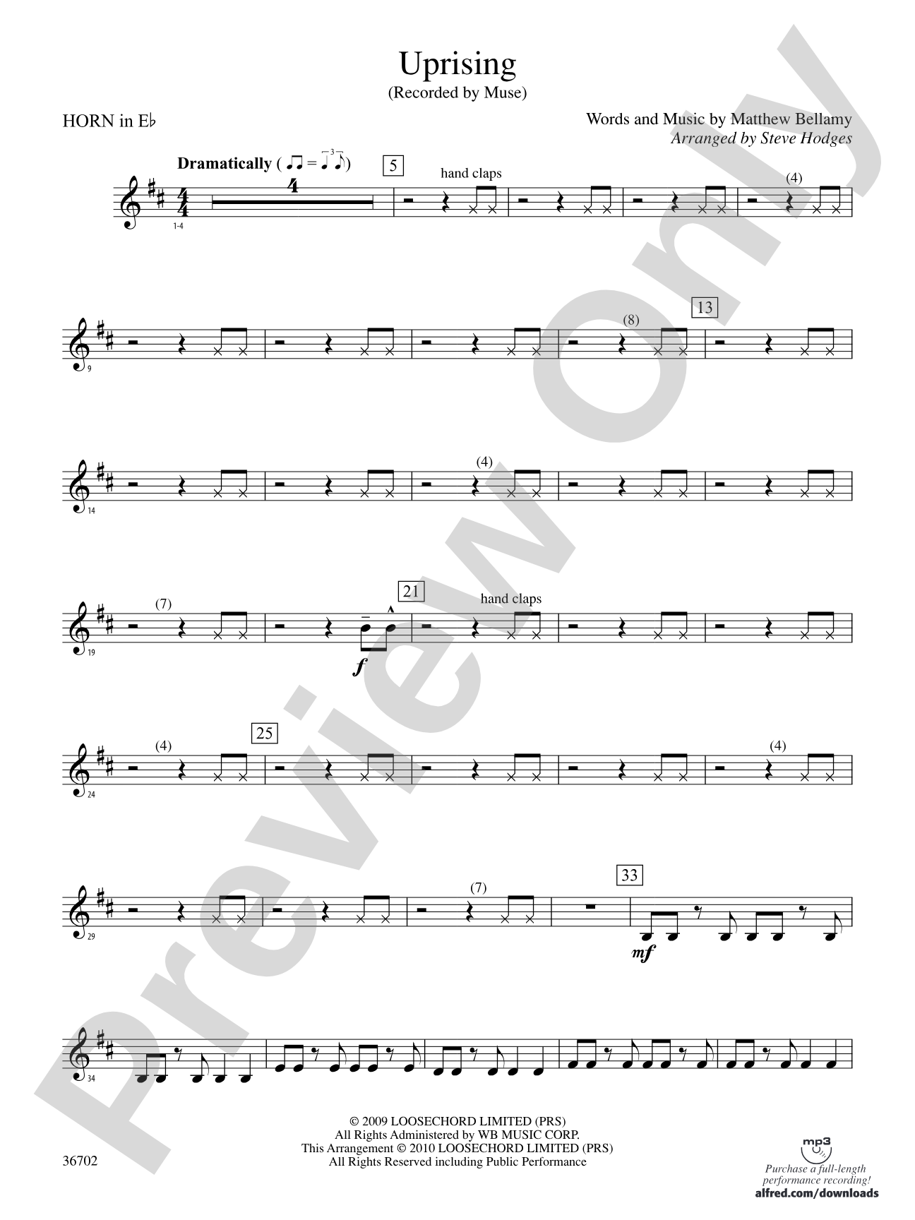 Uprising: (wp) 1st Horn in E-flat