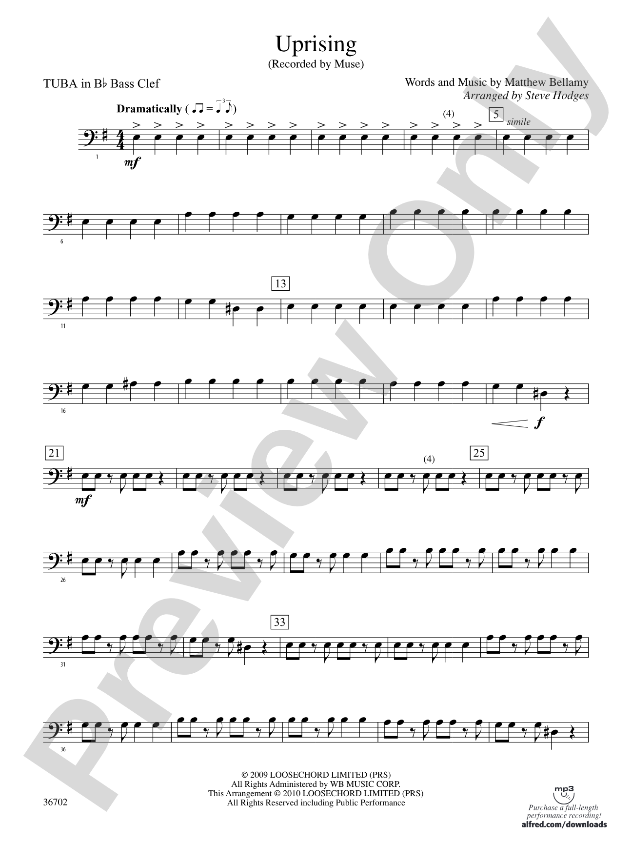Uprising: (wp) B-flat Tuba B.C.
