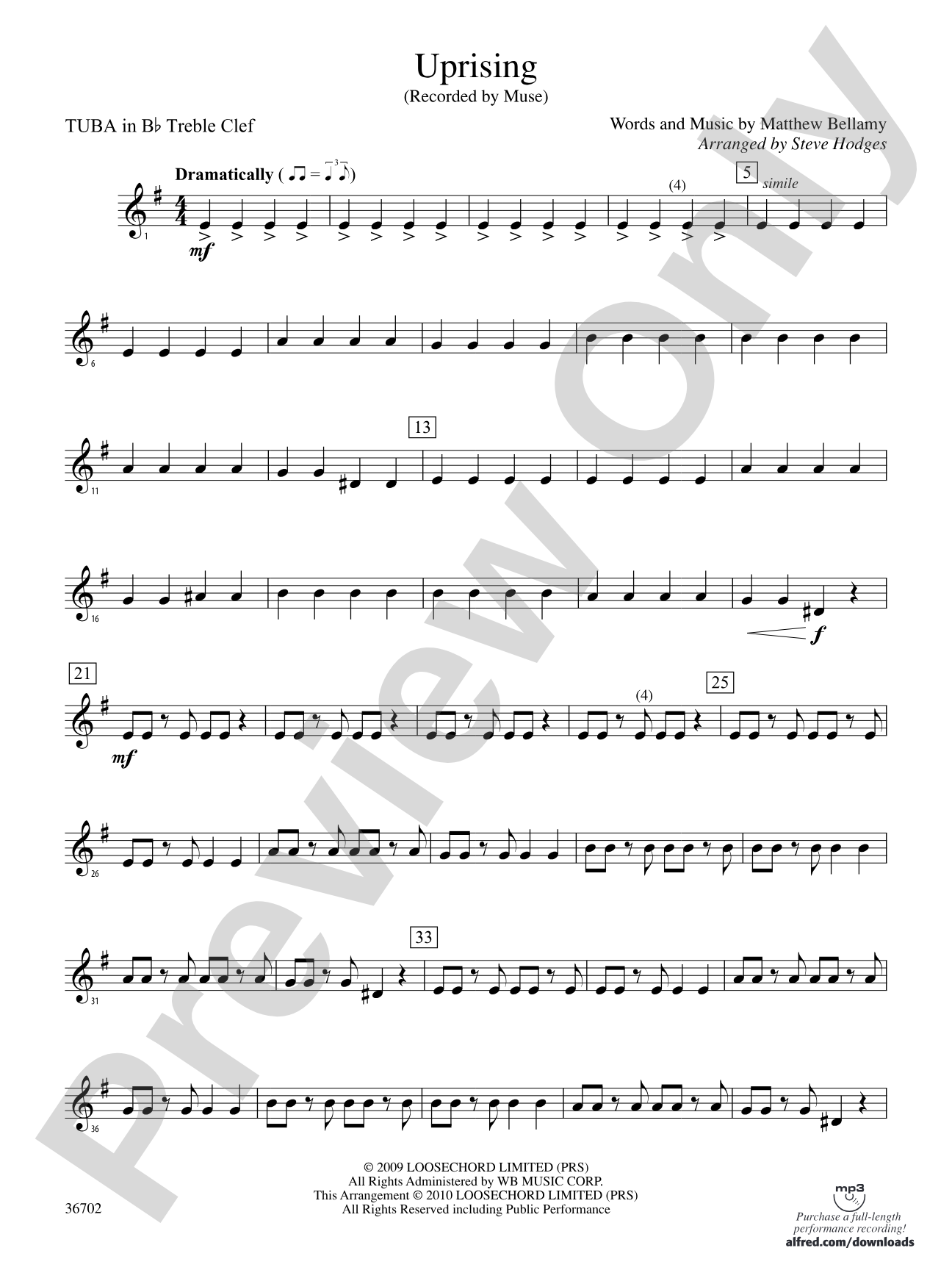 Uprising: (wp) B-flat Tuba T.C.
