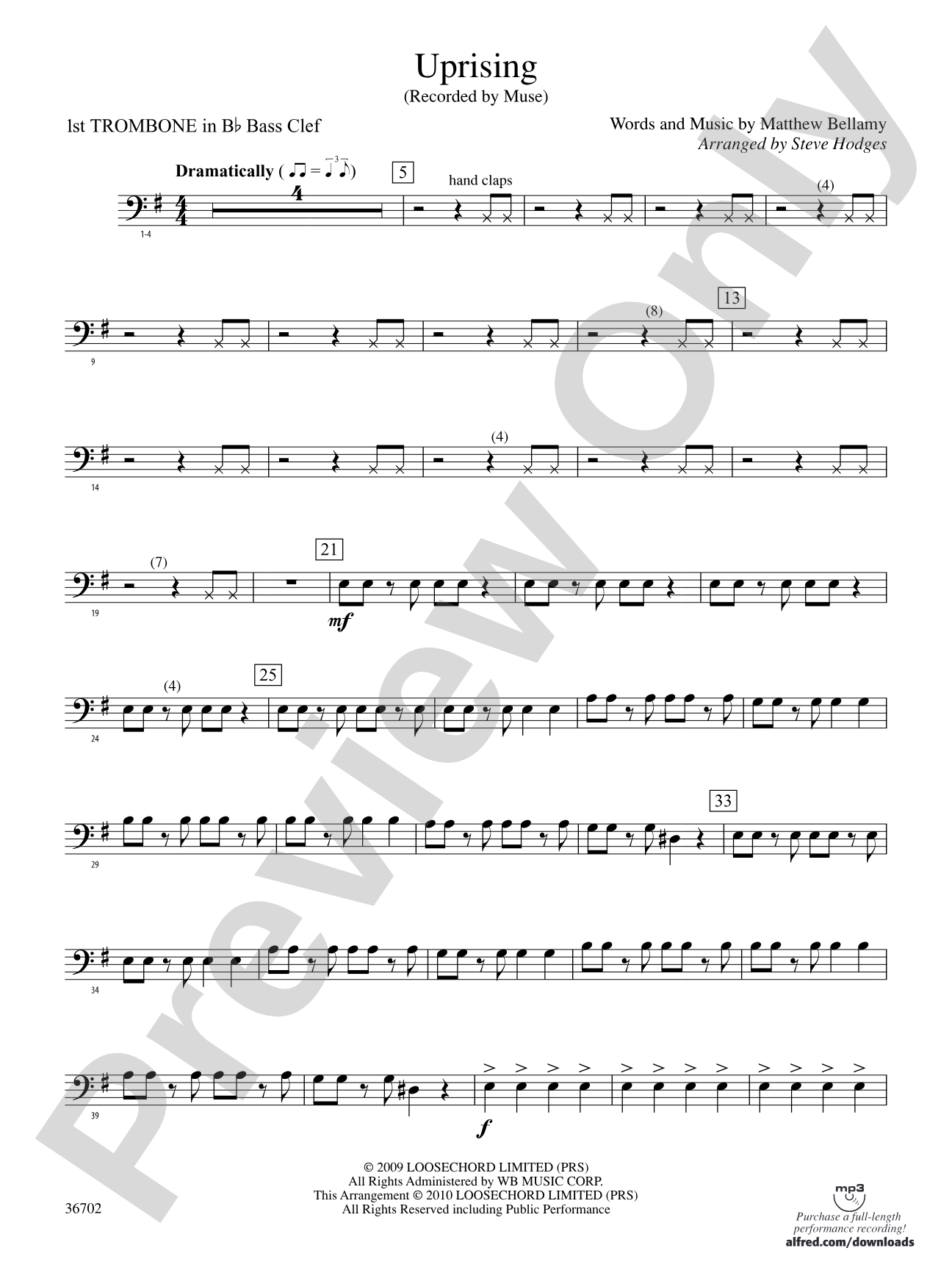 Uprising: (wp) 1st B-flat Trombone B.C.