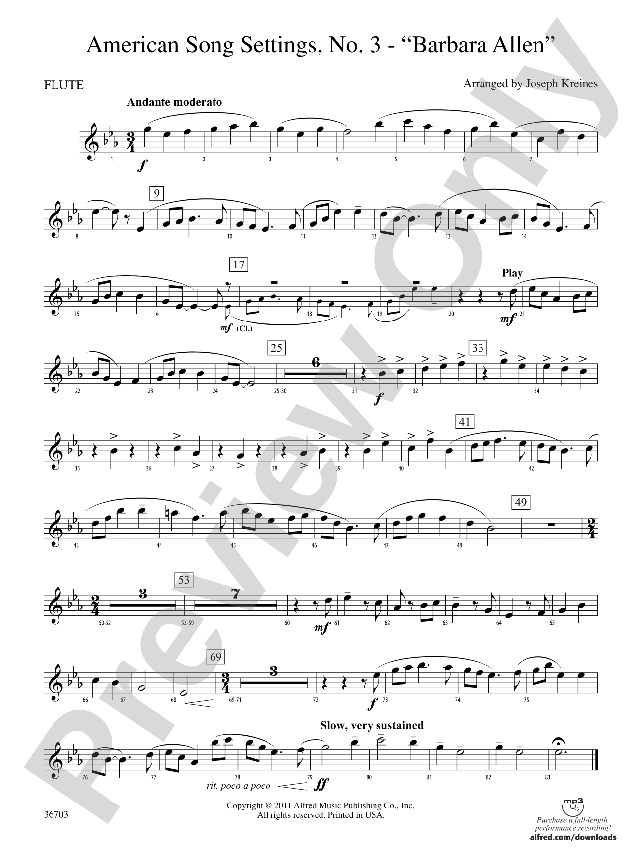 American Song Settings, No. 3 "Barbara Allen": Flute