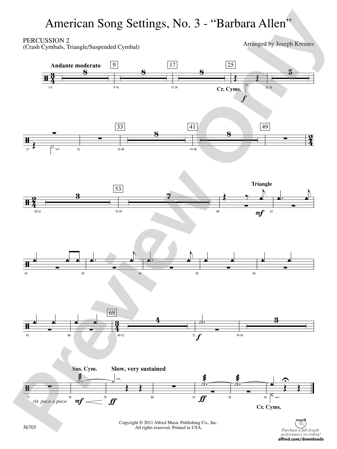 American Song Settings, No. 3 "Barbara Allen": 2nd Percussion