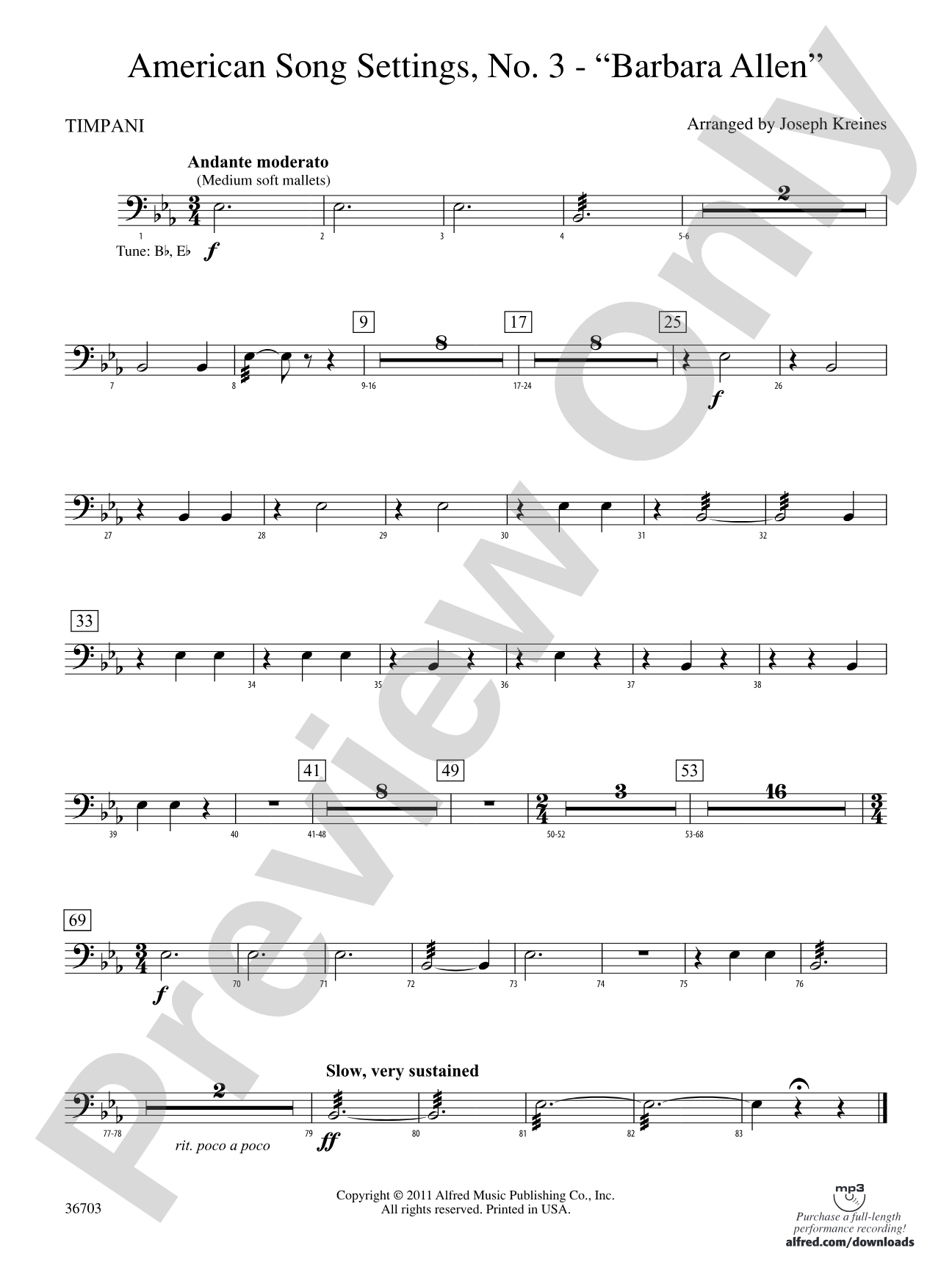 American Song Settings, No. 3 "Barbara Allen": Timpani