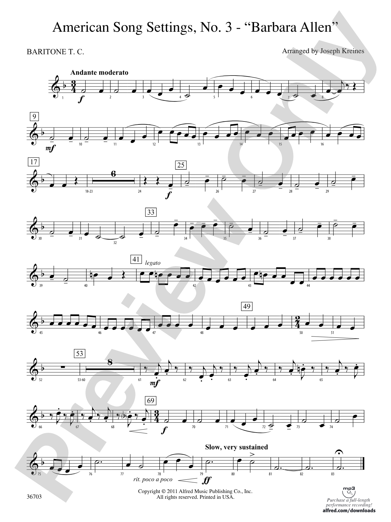 American Song Settings, No. 3 "Barbara Allen": (wp) Baritone T.C.