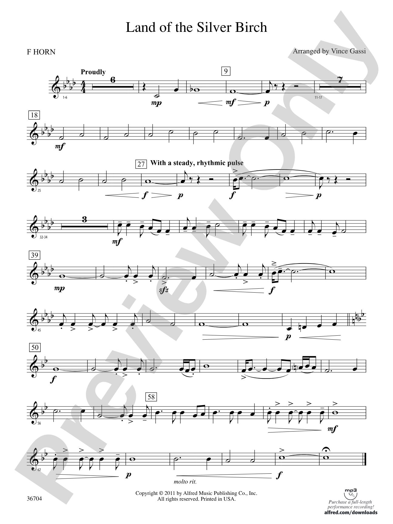Land of the Silver Birch: 1st F Horn