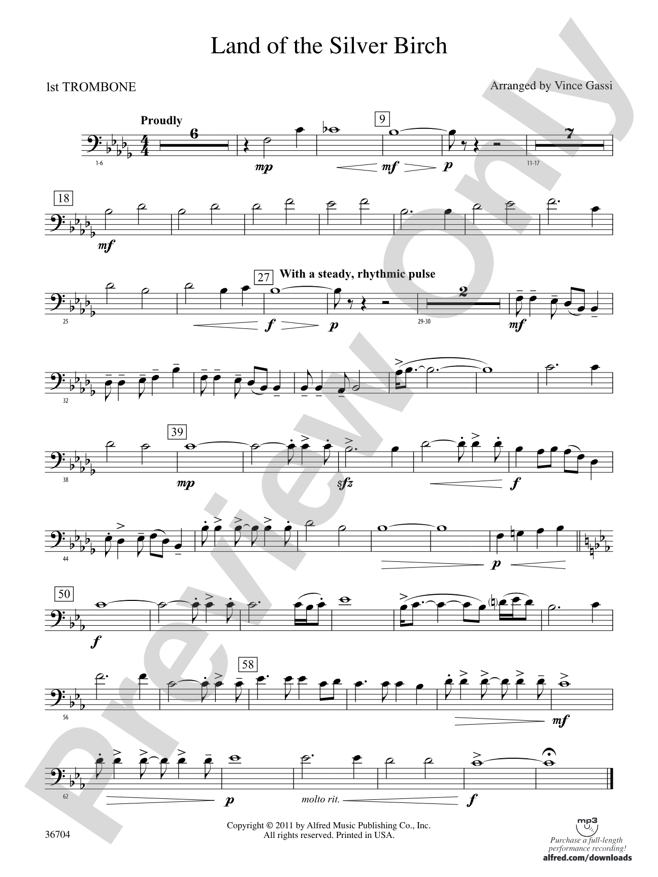 Land of the Silver Birch: 1st Trombone