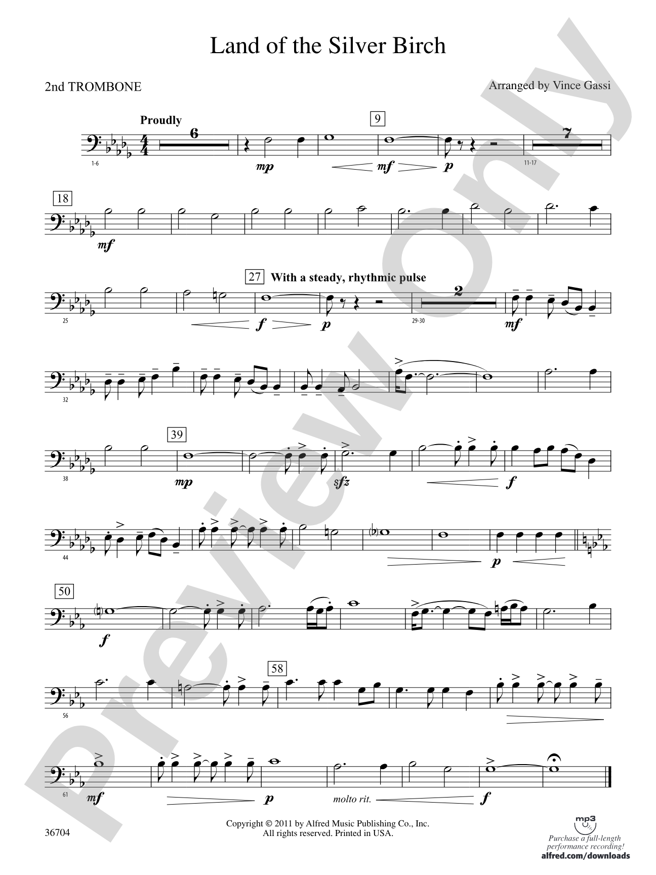 Land of the Silver Birch: 2nd Trombone