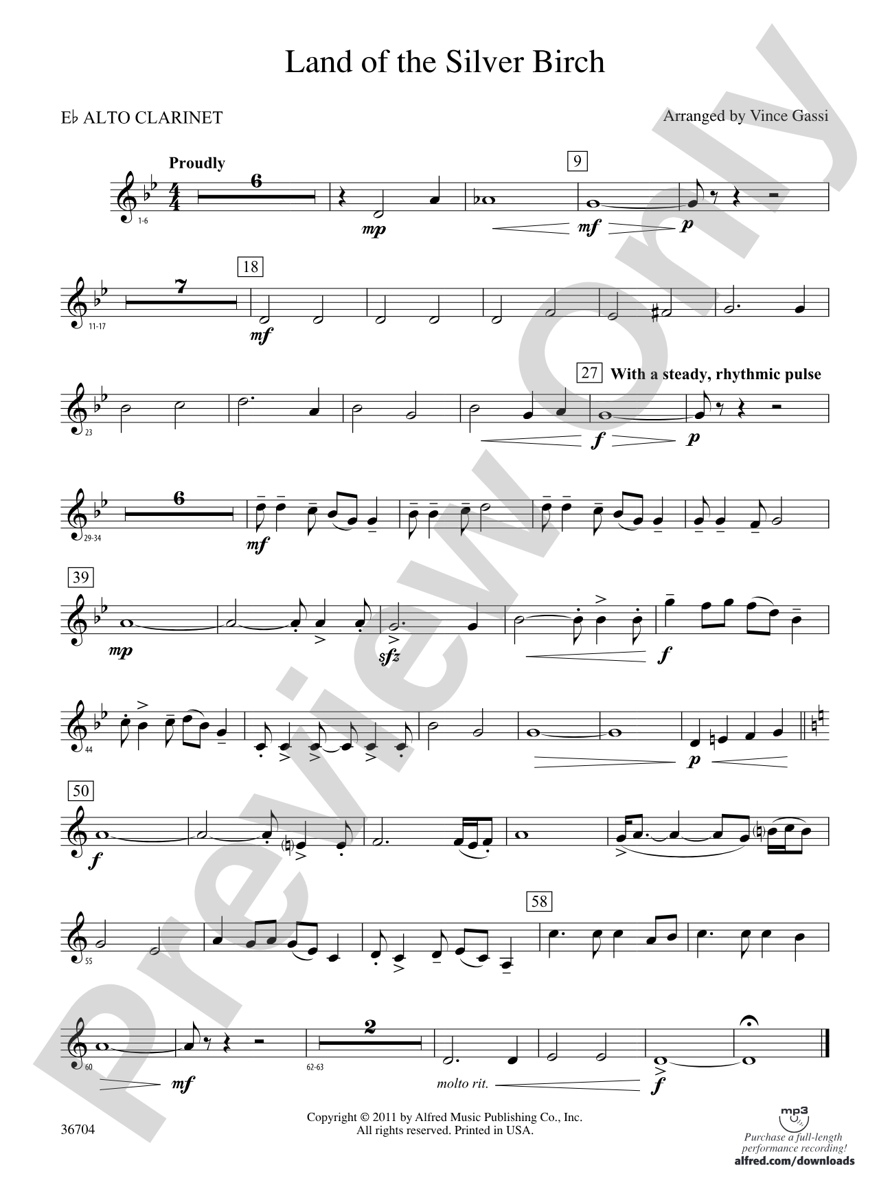 Land of the Silver Birch: (wp) E-flat Alto Clarinet