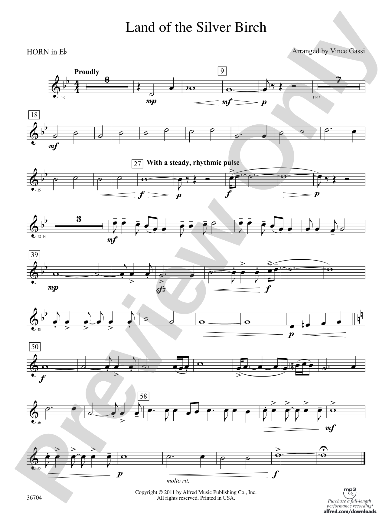 Land of the Silver Birch: (wp) 1st Horn in E-flat