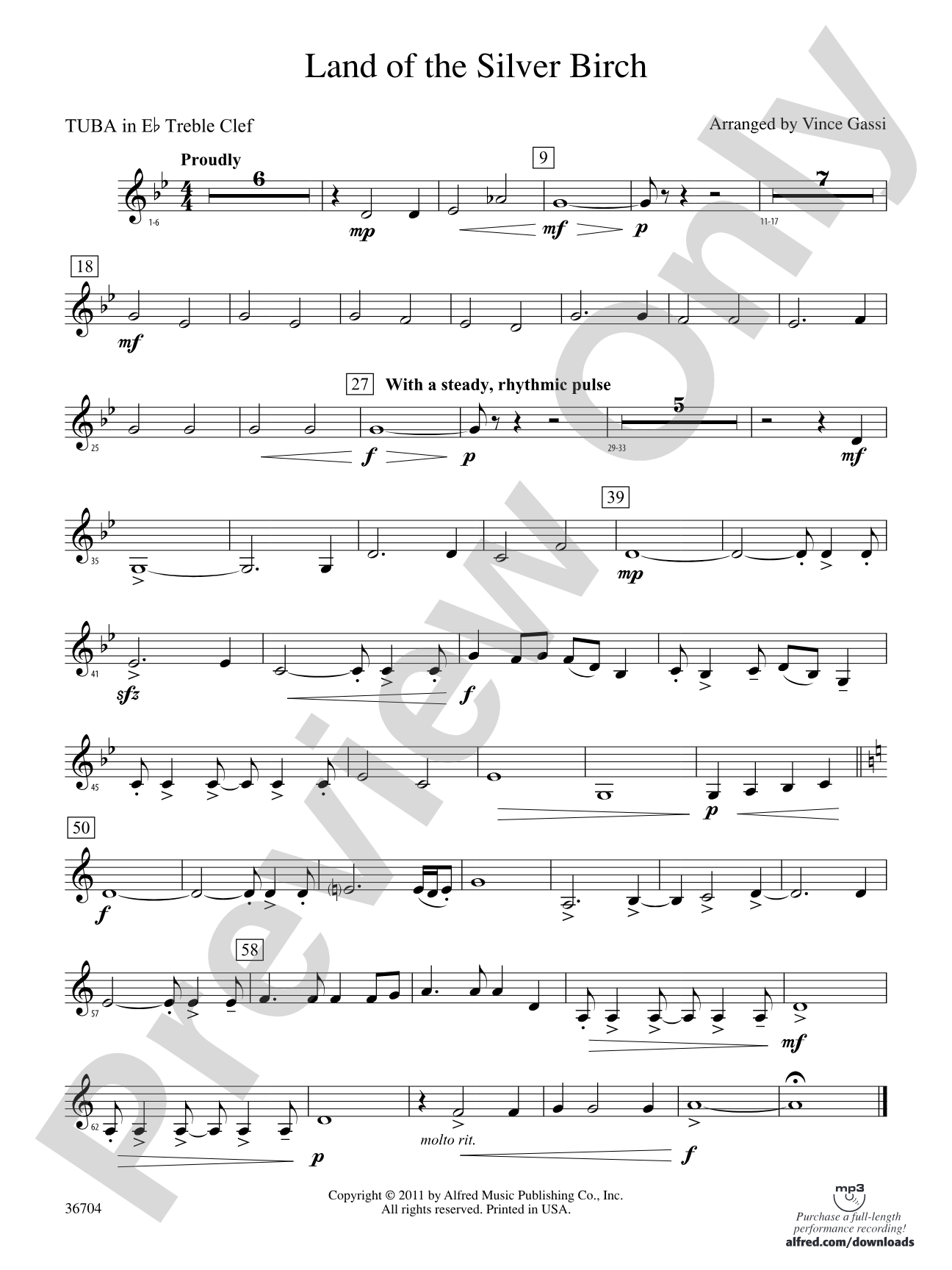 Land of the Silver Birch: (wp) E-flat Tuba T.C.