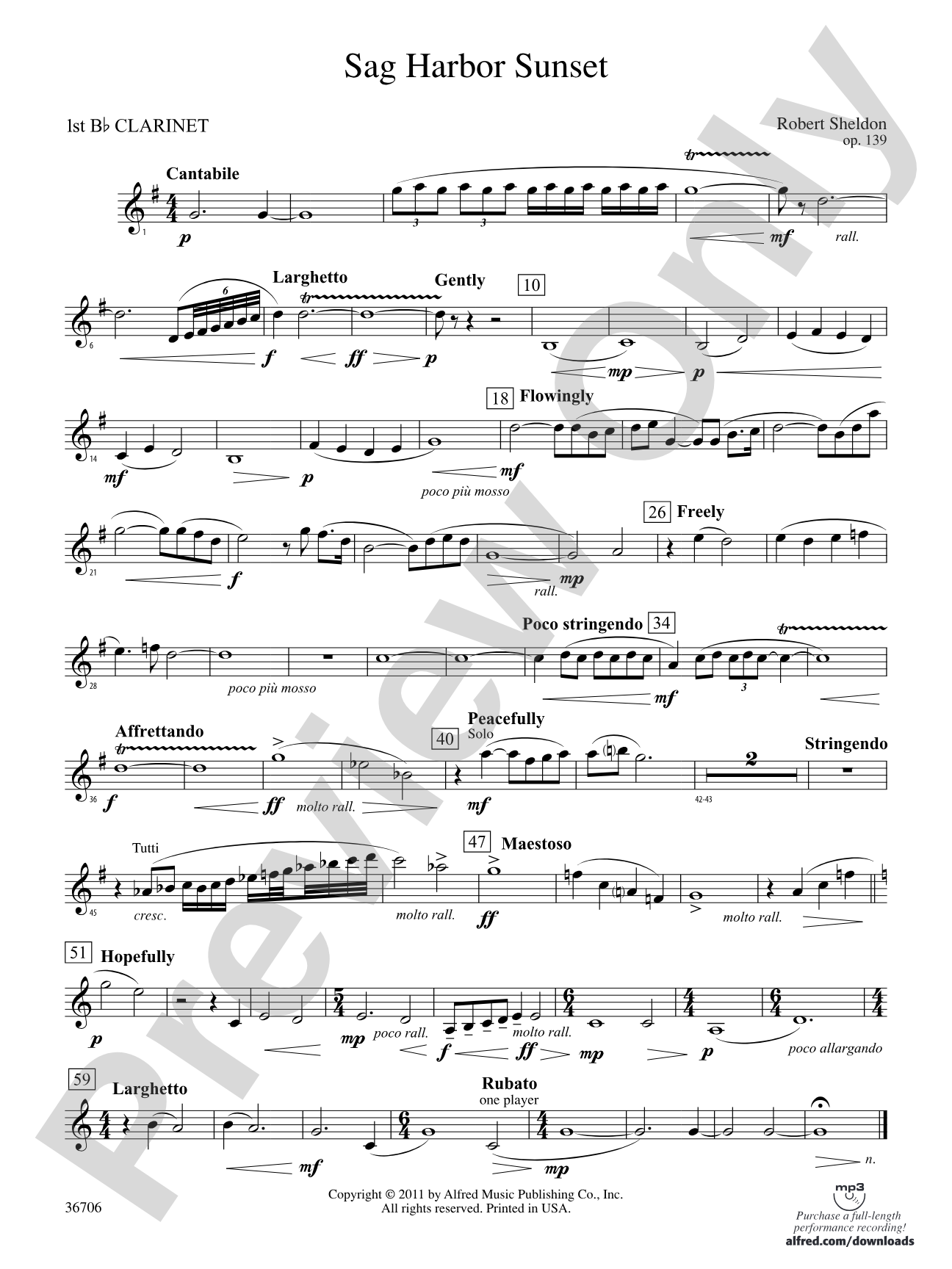 Sag Harbor Sunset: 1st B-flat Clarinet