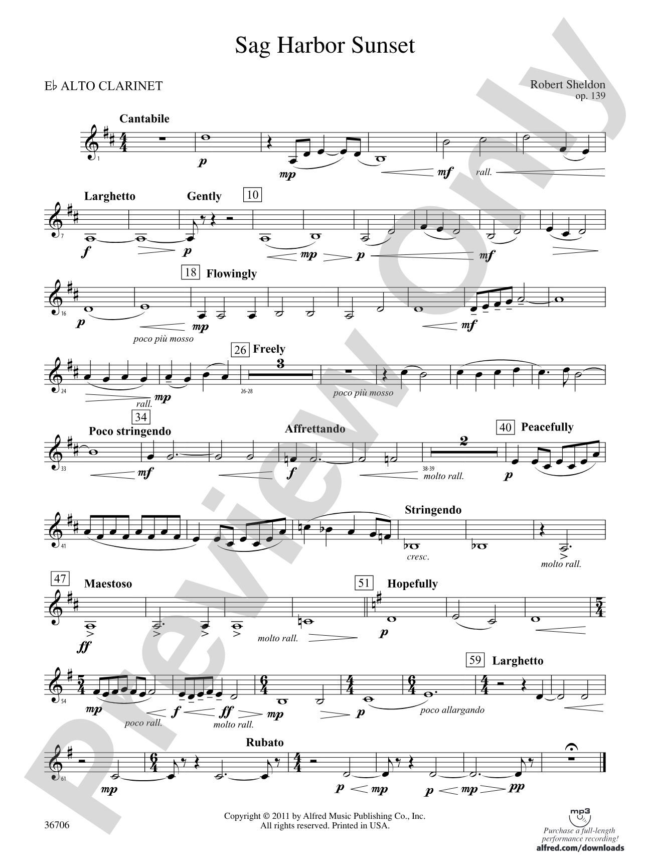 Sag Harbor Sunset: (wp) E-flat Alto Clarinet