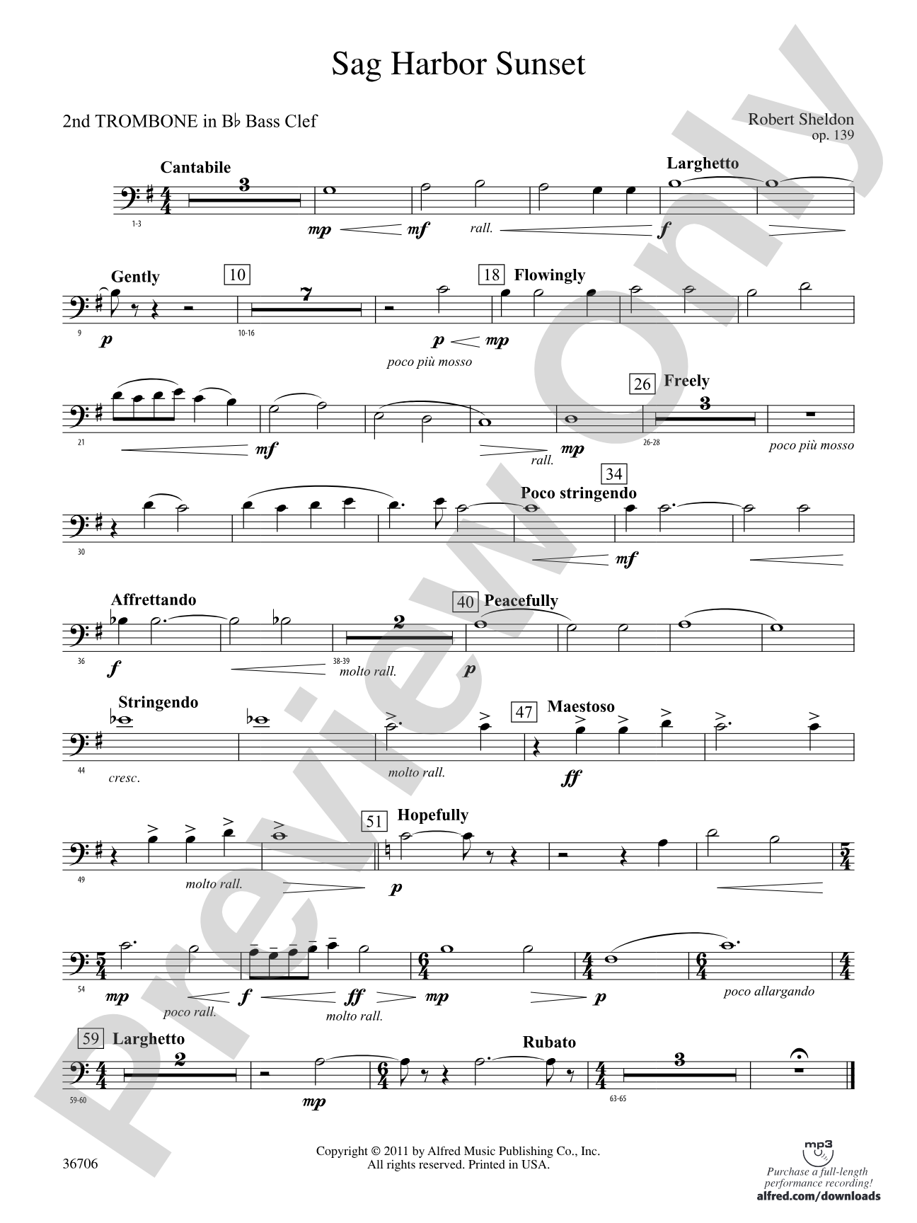 Sag Harbor Sunset: (wp) 2nd B-flat Trombone B.C.