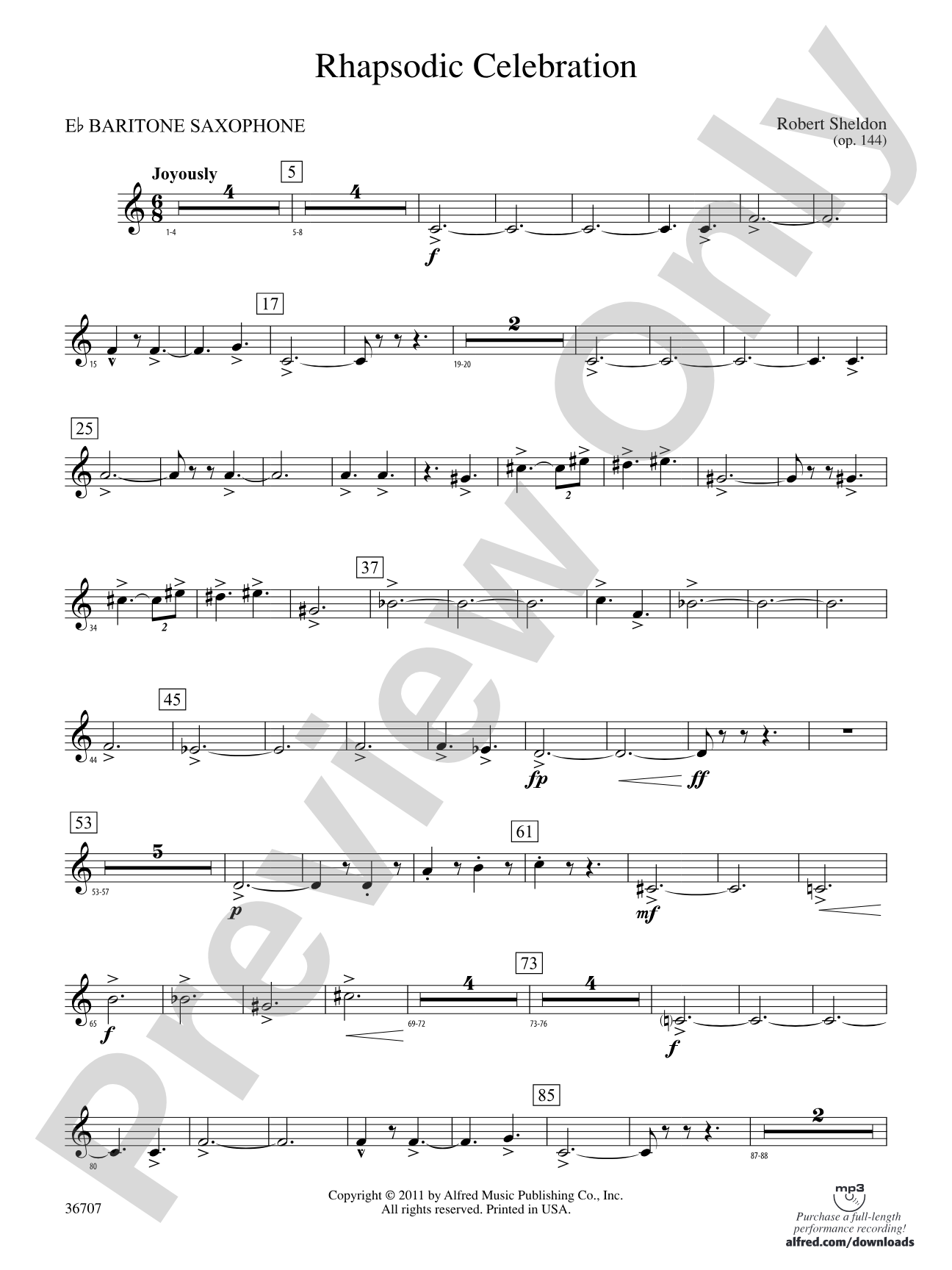 Rhapsodic Celebration: E-flat Baritone Saxophone