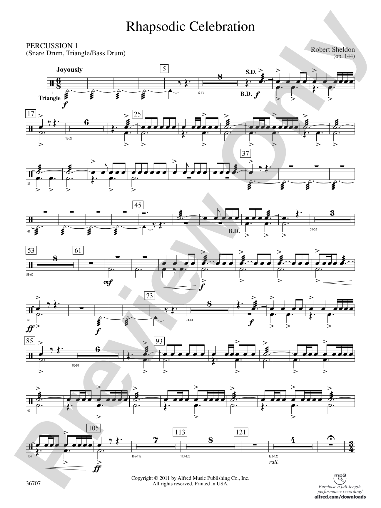 Rhapsodic Celebration: 1st Percussion