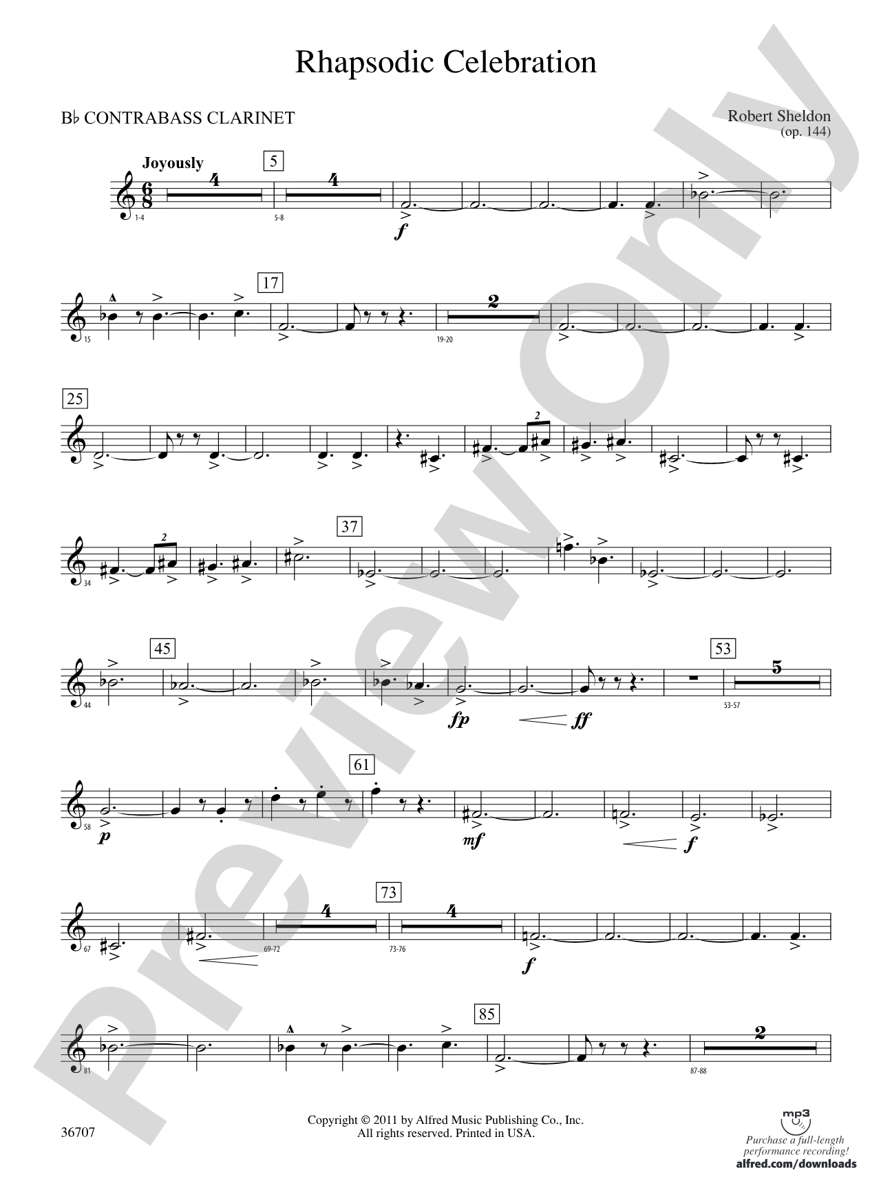 Rhapsodic Celebration: (wp) B-flat Contrabass Clarinet