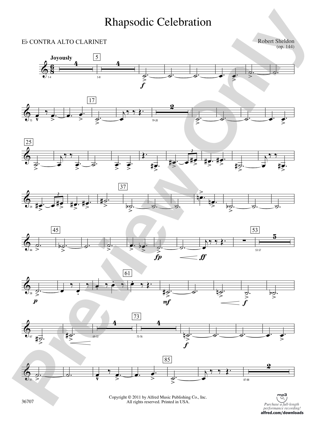 Rhapsodic Celebration: (wp) E-flat Contrabass Clarinet