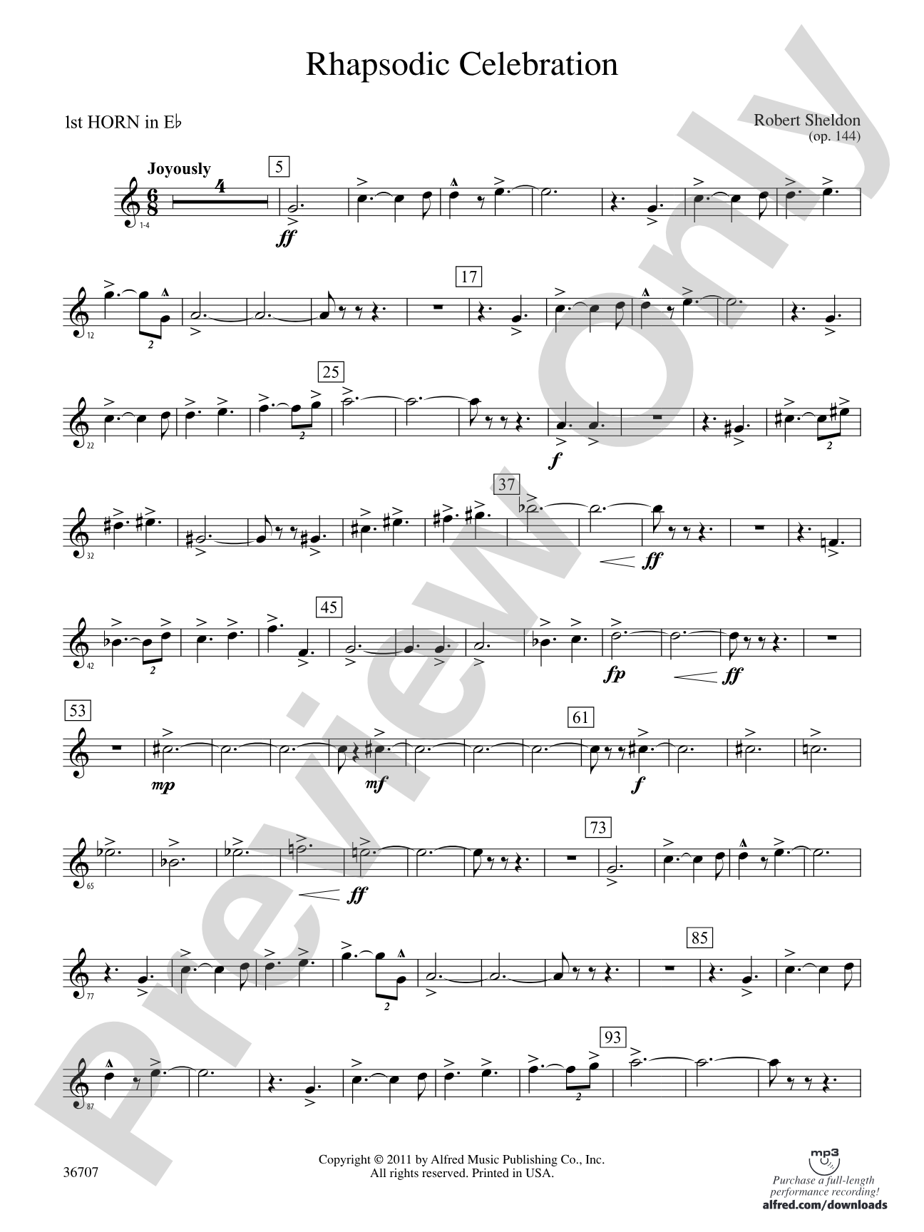 Rhapsodic Celebration: (wp) 1st Horn in E-flat