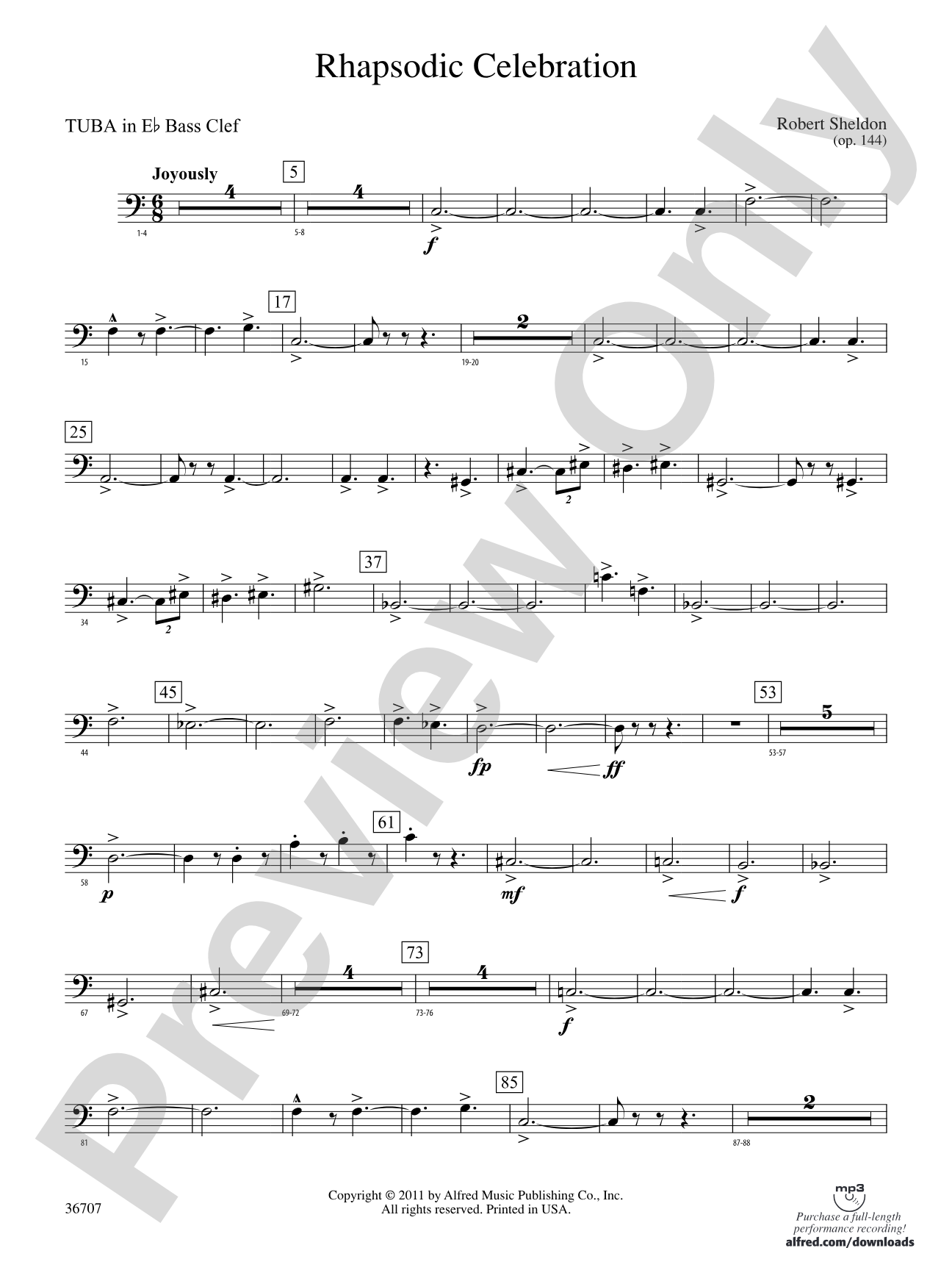 Rhapsodic Celebration: (wp) E-flat Tuba B.C.