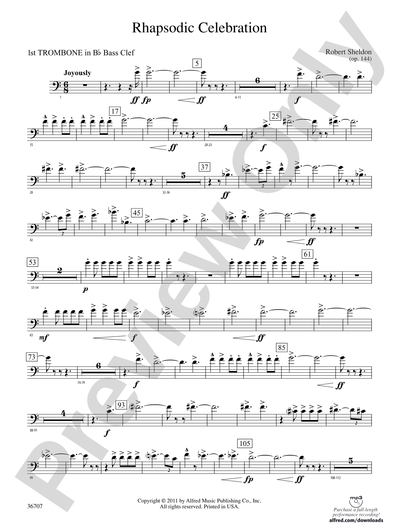 Rhapsodic Celebration: (wp) 1st B-flat Trombone B.C.