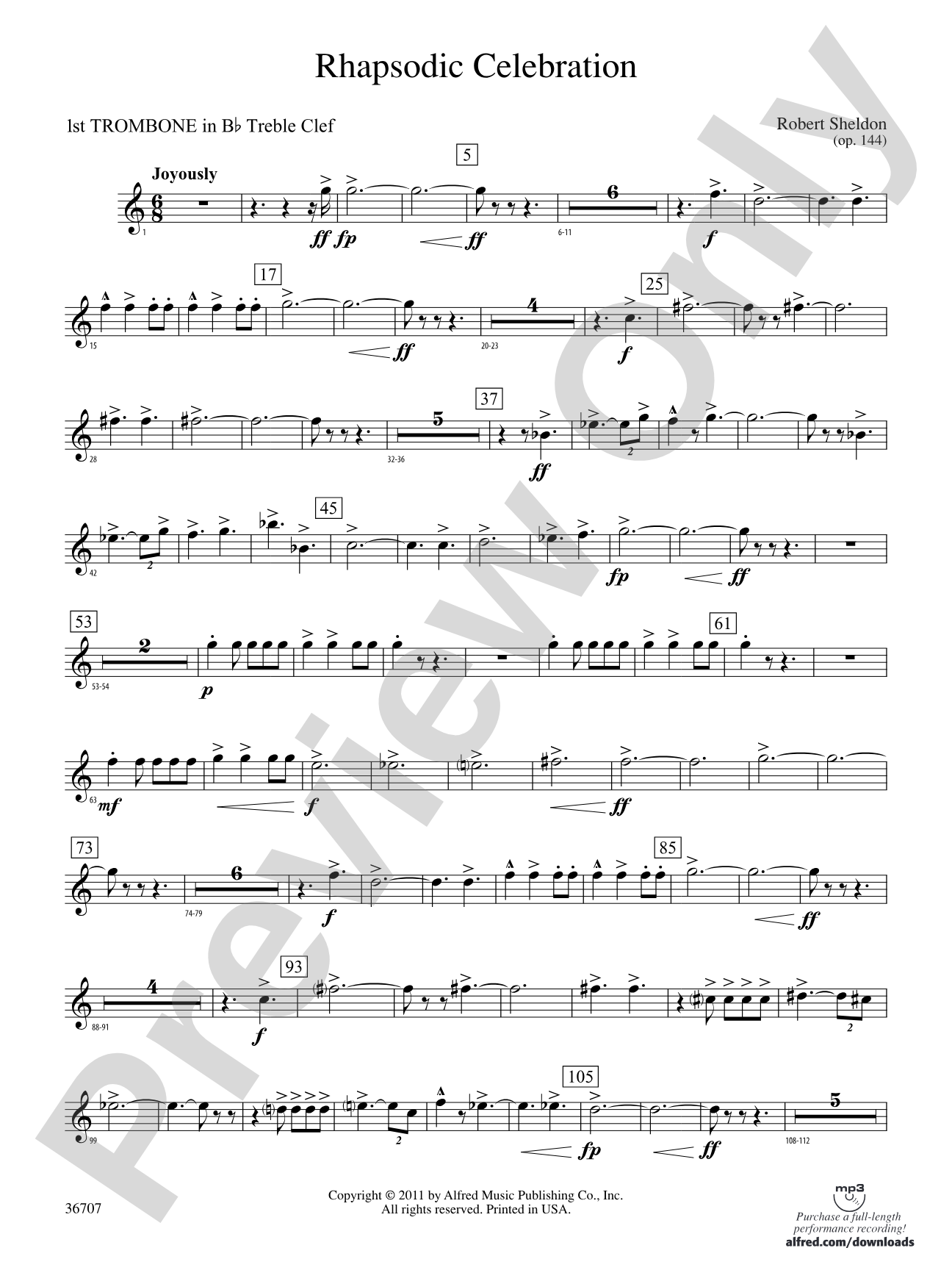 Rhapsodic Celebration: (wp) 1st B-flat Trombone T.C.