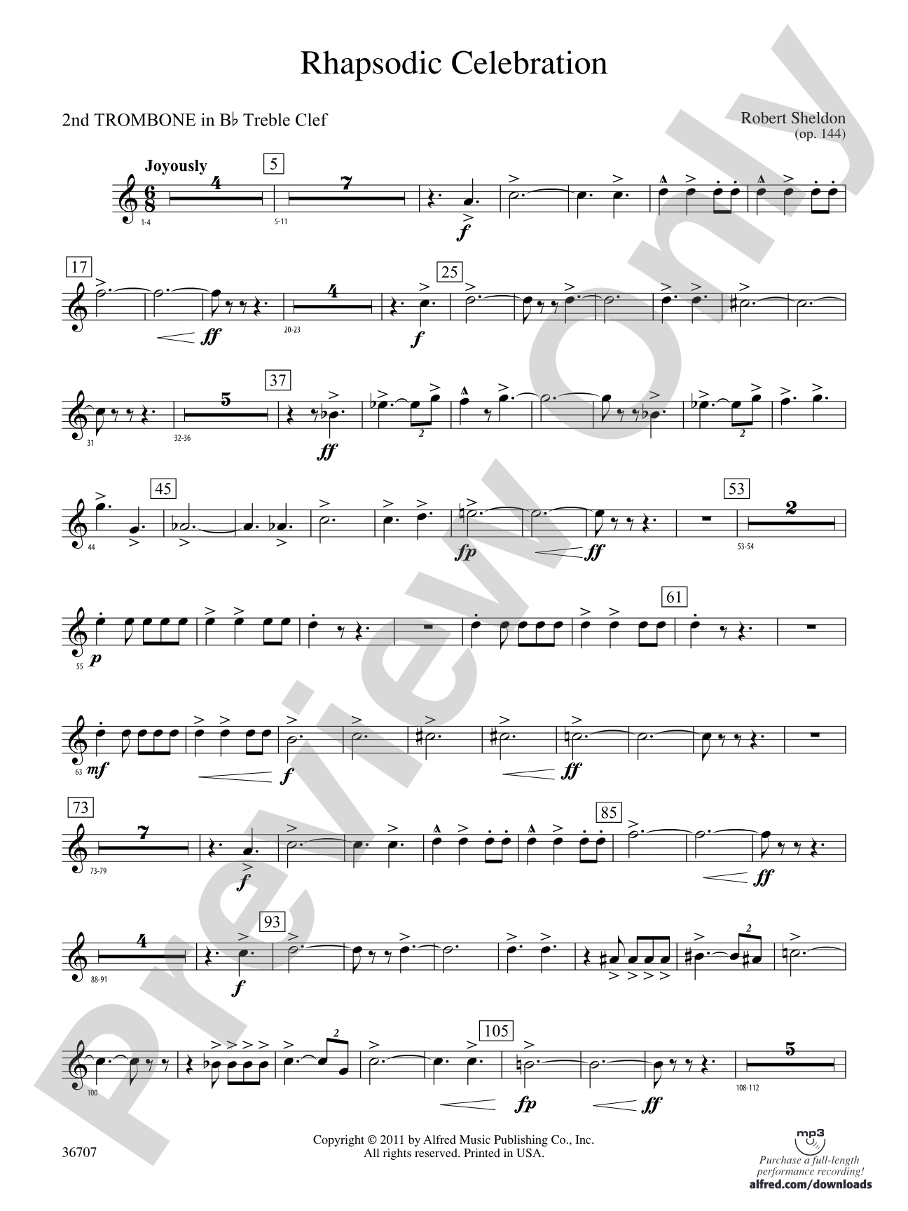 Rhapsodic Celebration: (wp) 2nd B-flat Trombone T.C.