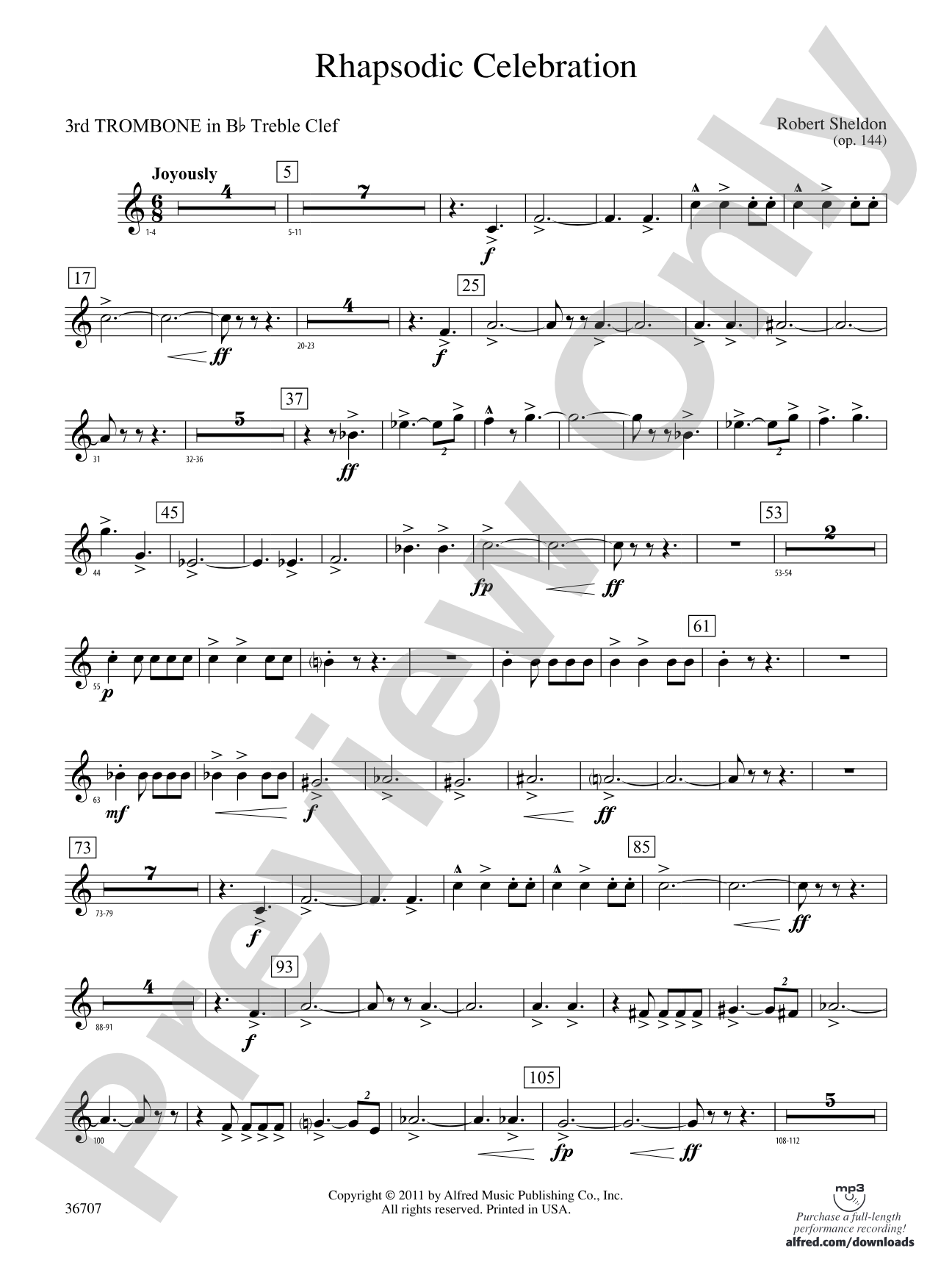 Rhapsodic Celebration: (wp) 3rd B-flat Trombone T.C.