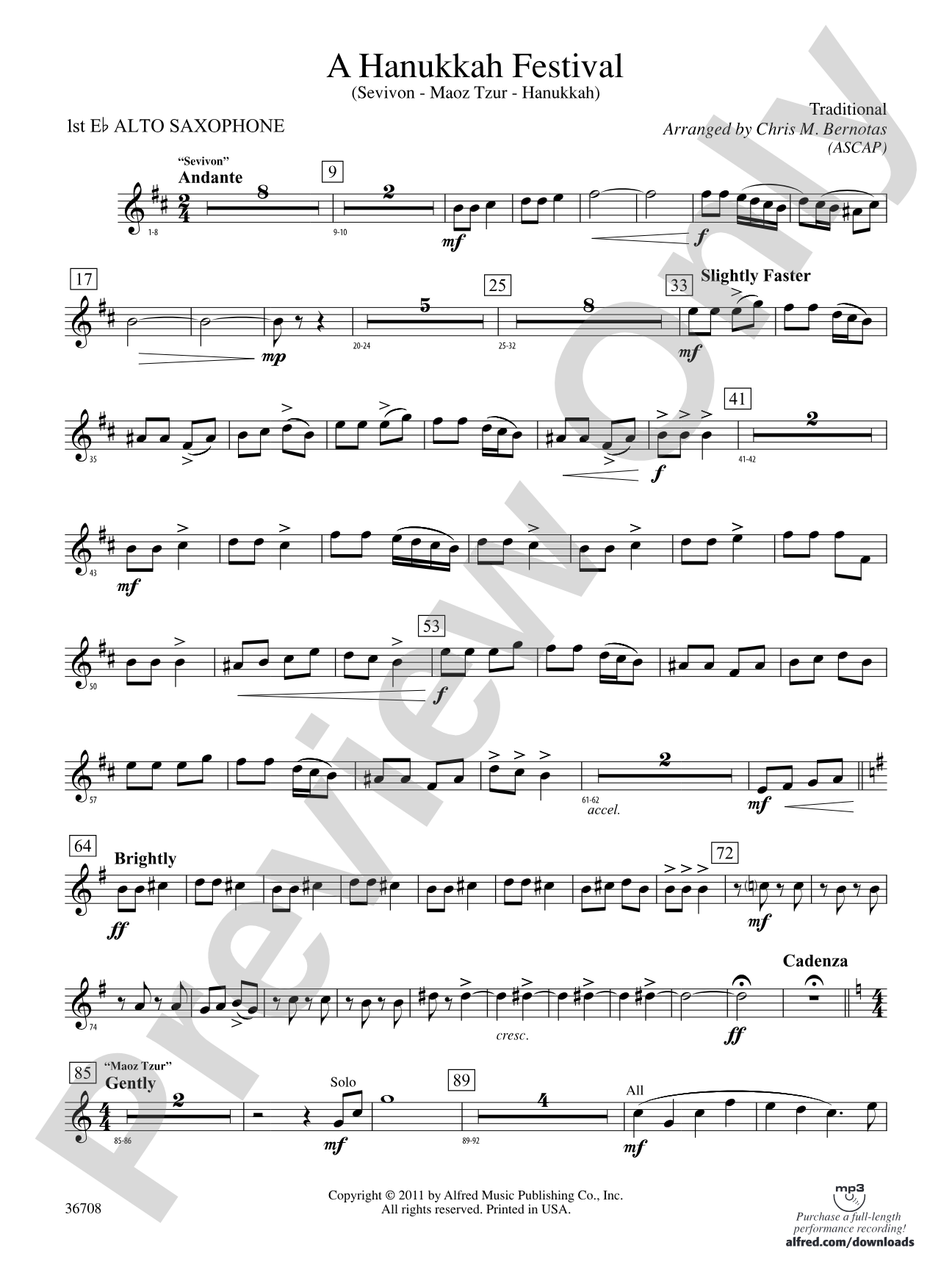 A Hanukkah Festival: E-flat Alto Saxophone