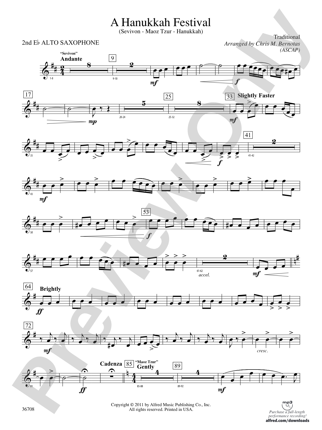 A Hanukkah Festival: 2nd E-flat Alto Saxophone